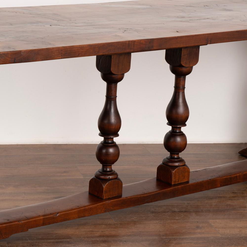 19th Century Antique Long Walnut Refectory Library Dining Table Console, France circa 1860-80