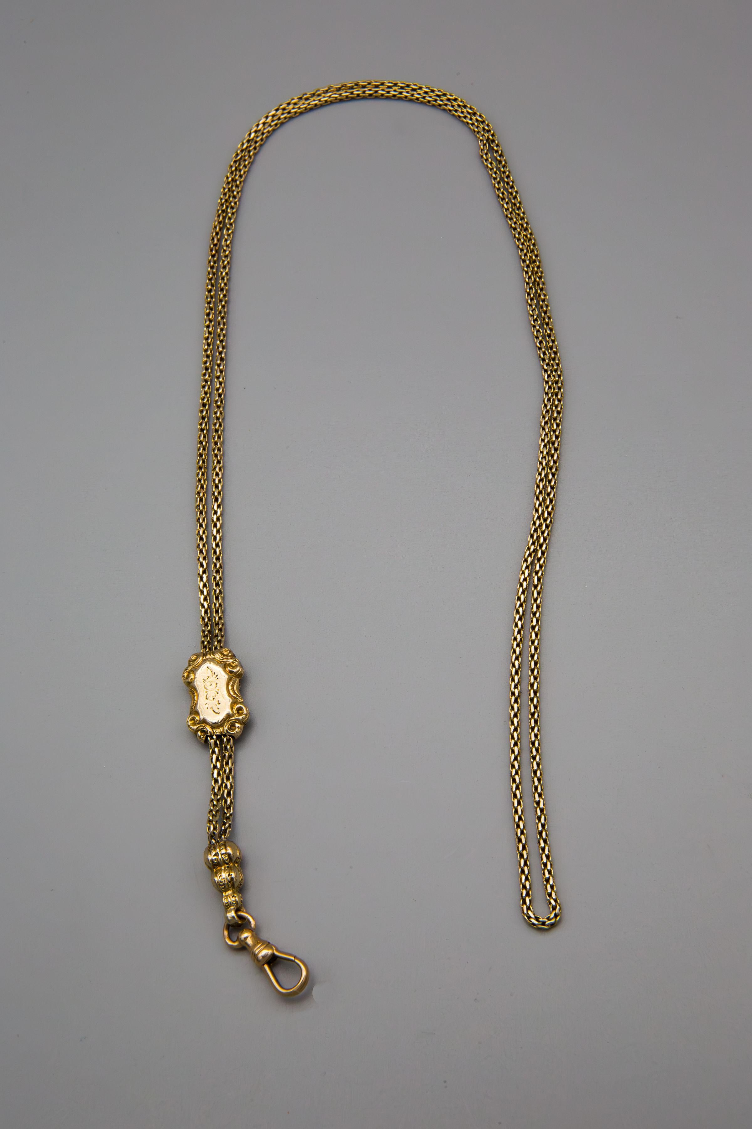 da uomo o donna Catena di orologi antica lunga in oro giallo 14k/ornamento con cursore e chiusura in vendita