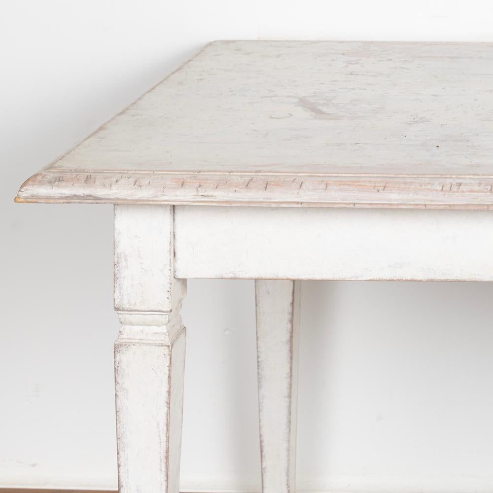 Hand-Crafted Antique Long White Painted Dining Table Library Console, Sweden circa 1920-40