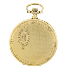 Antique Longines Swiss 14k Yellow Gold 44mm Detailed Open Face Pocket Watch