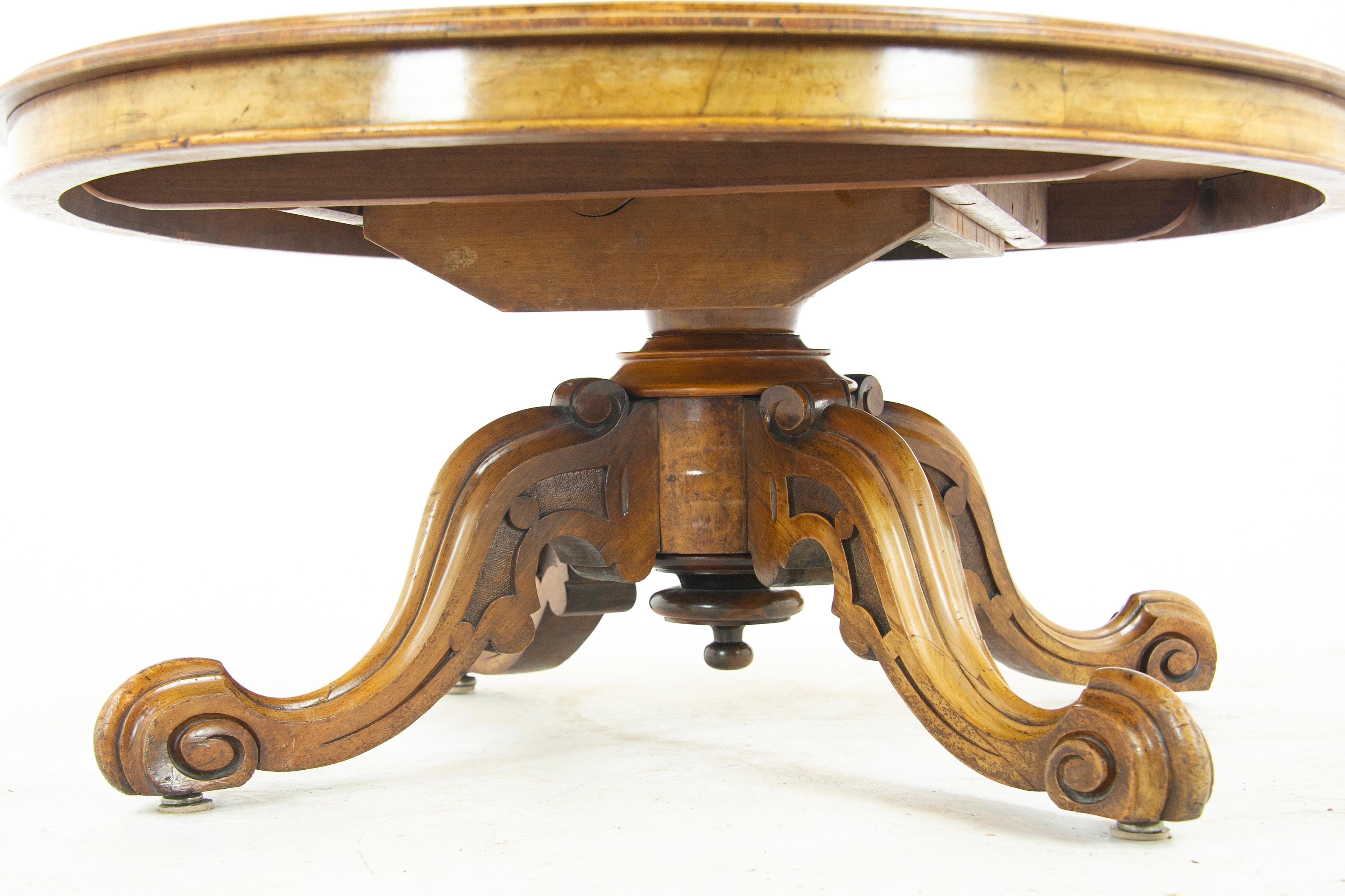Antique Loo Table, Antique Coffee Table, Inlaid Victorian Table, 1870 (Handgefertigt)