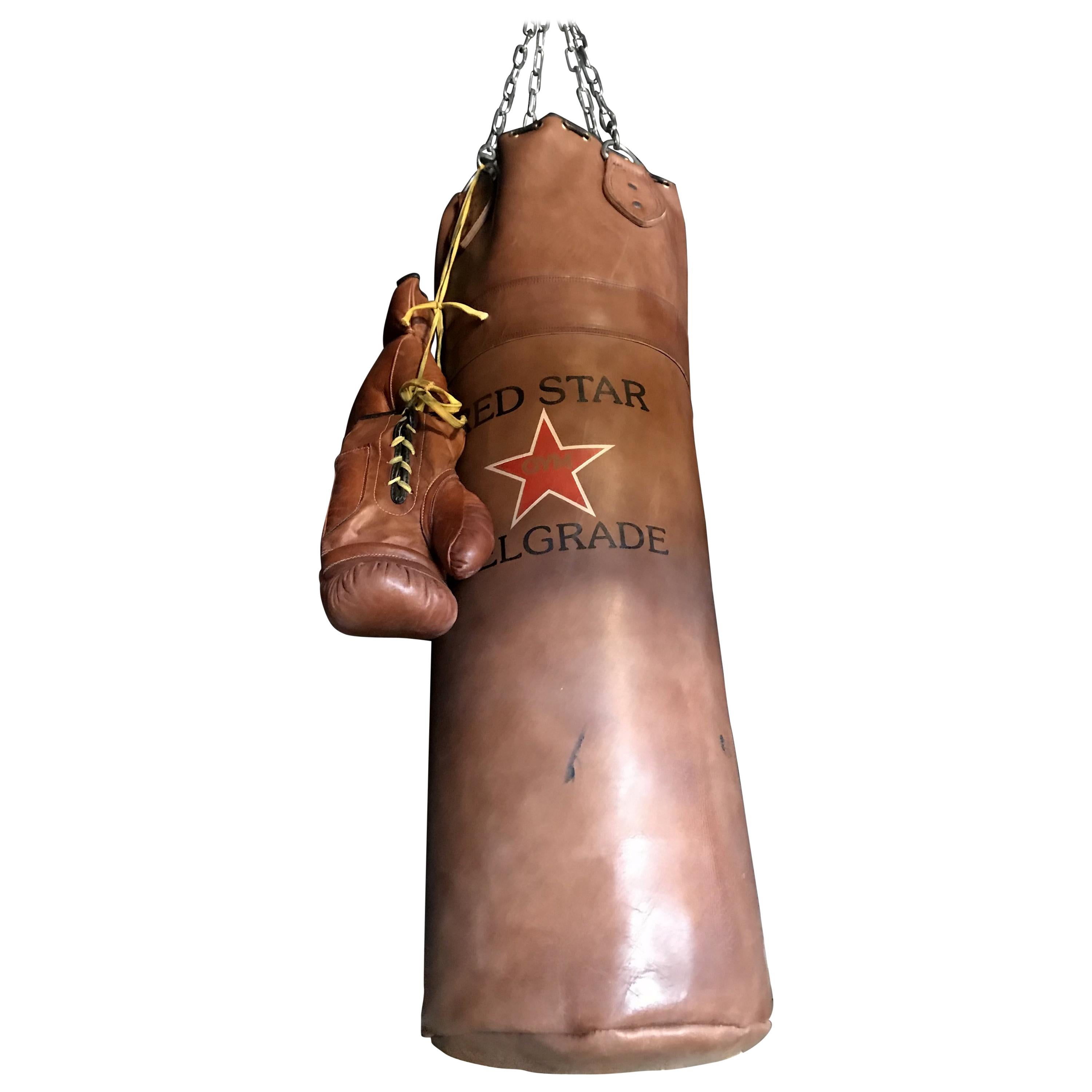Antique Look "Red Star Belgrade" Leather Punching Bag