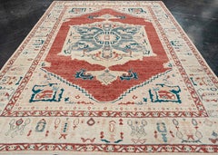 Alfombra turca Oushak de aspecto antiguo 8'7" x 12'5" # 224