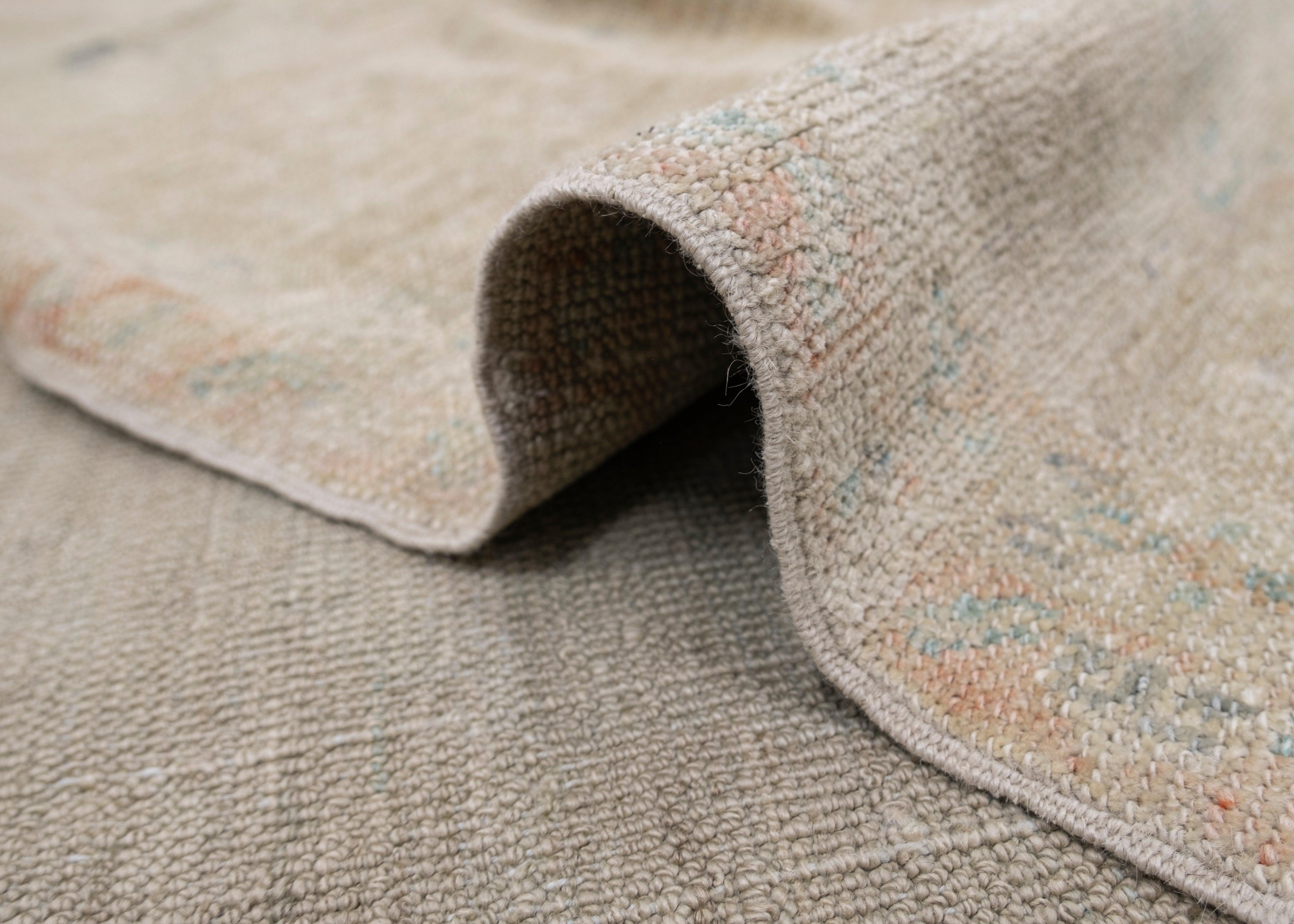 Contemporary Antique Look Turkish Oushak Rug 9'2