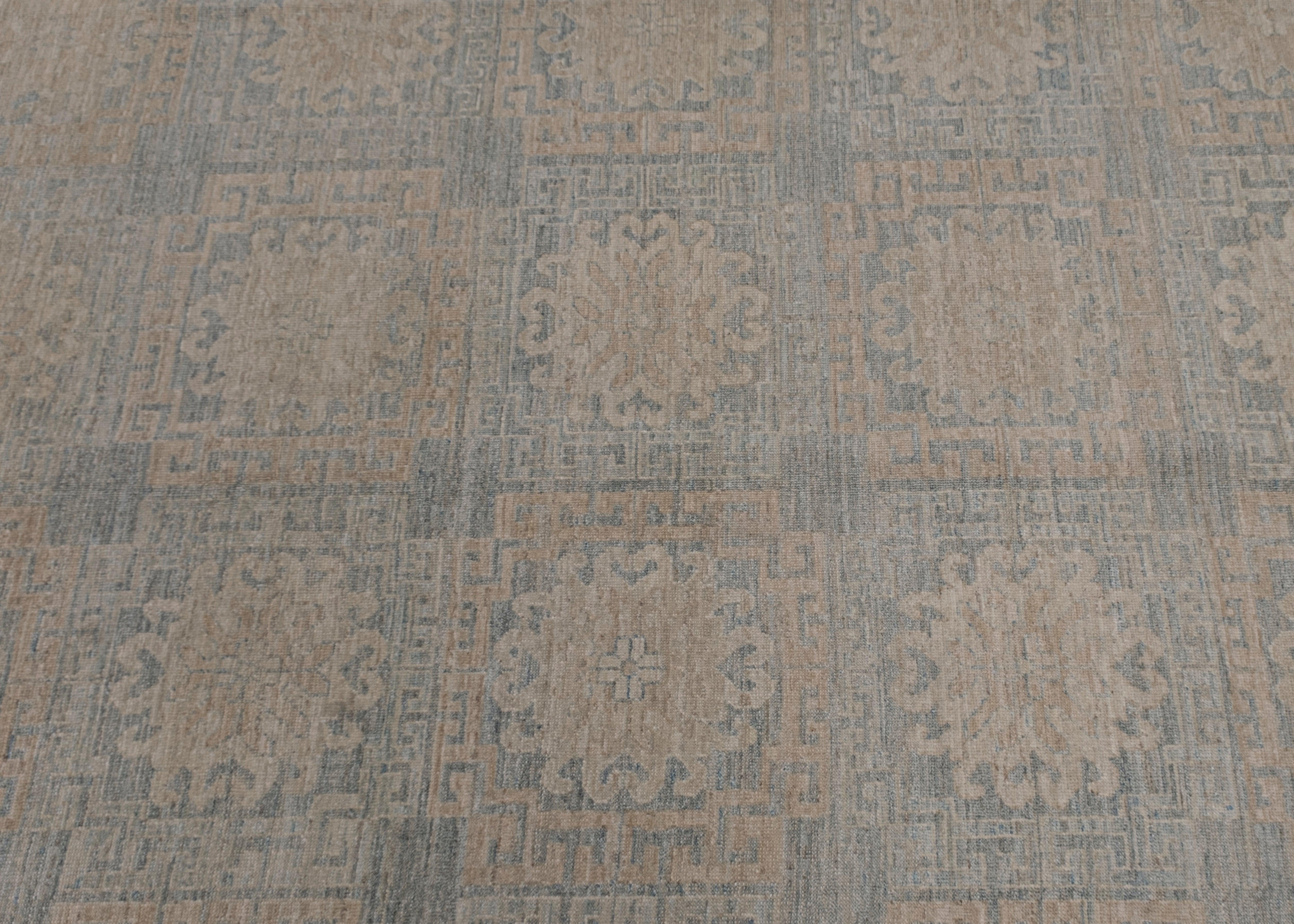 Turco Tappeto Oushak turco dall'aspetto antico, fatto a mano, orientale, 9'4