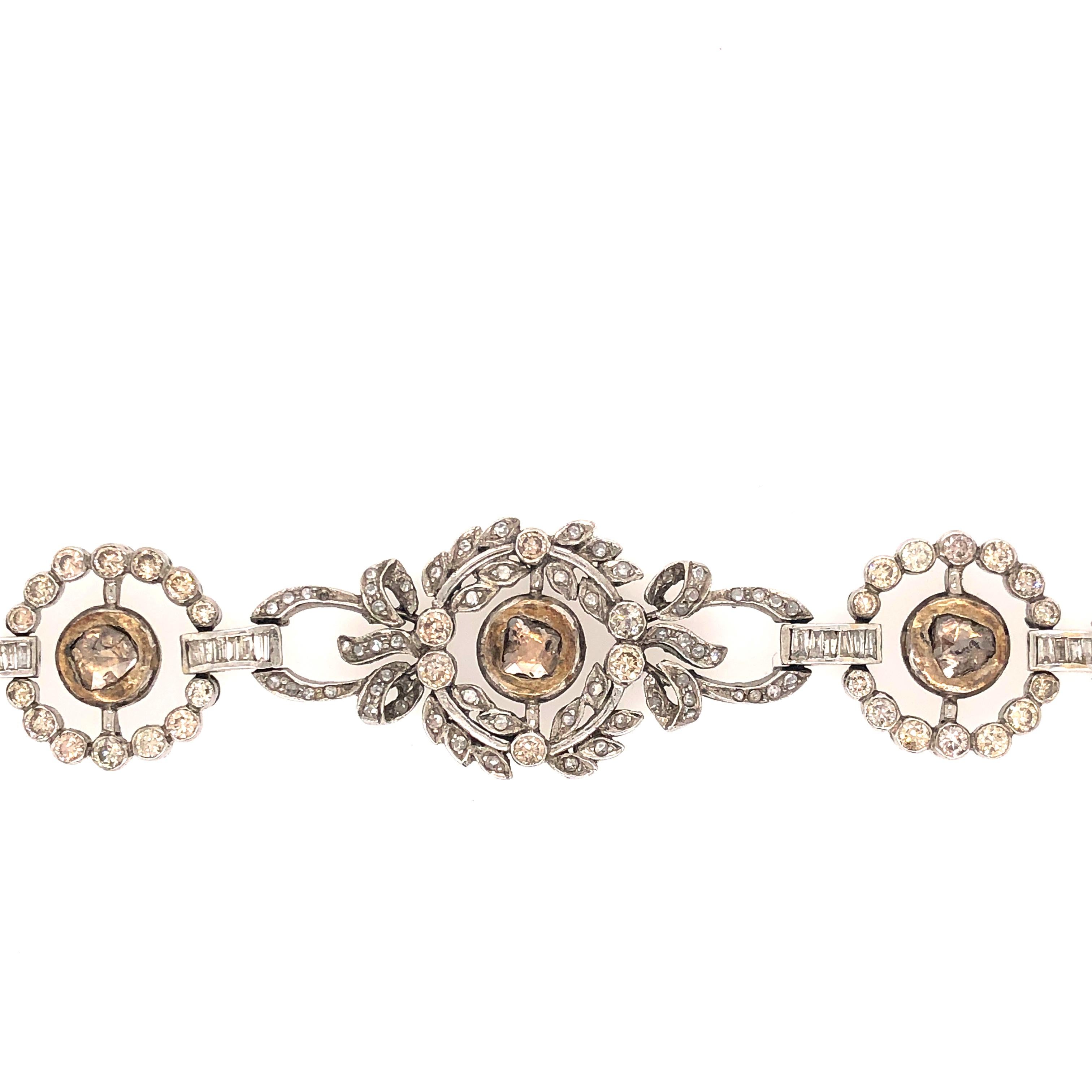 Rose Cut Antique Looking Diamond Bracelet