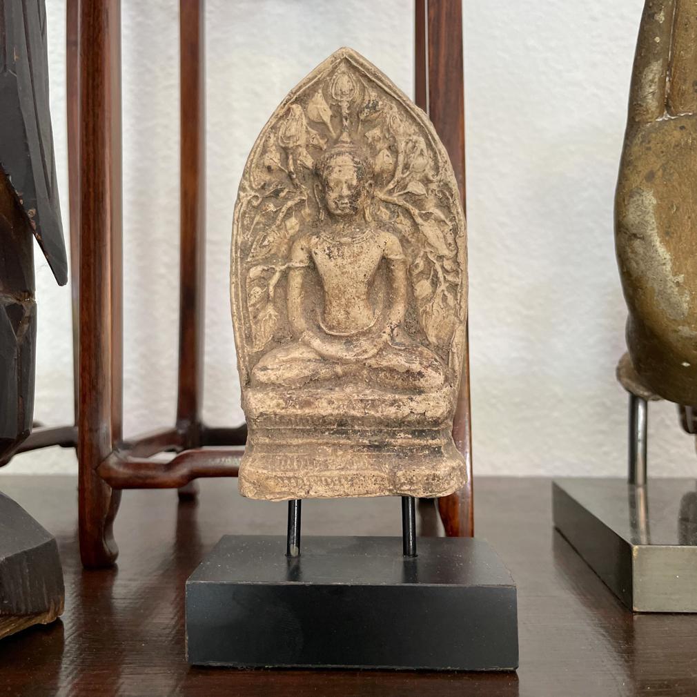 18th Century and Earlier Antique Lopburi Votive Tablet, 13th century Thailand For Sale