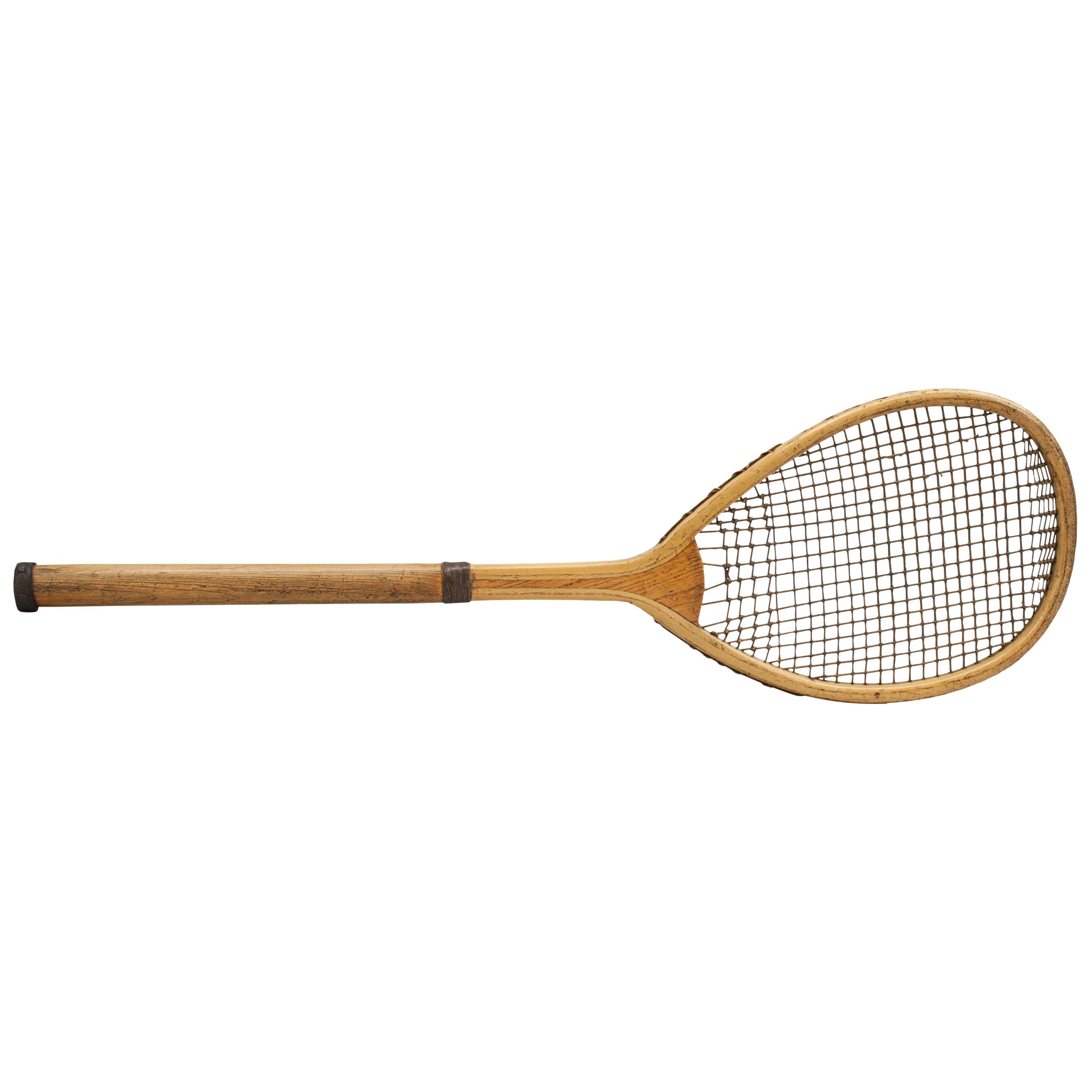 Antique Lopsided Henry Malings Tennis Racket, 19th Century