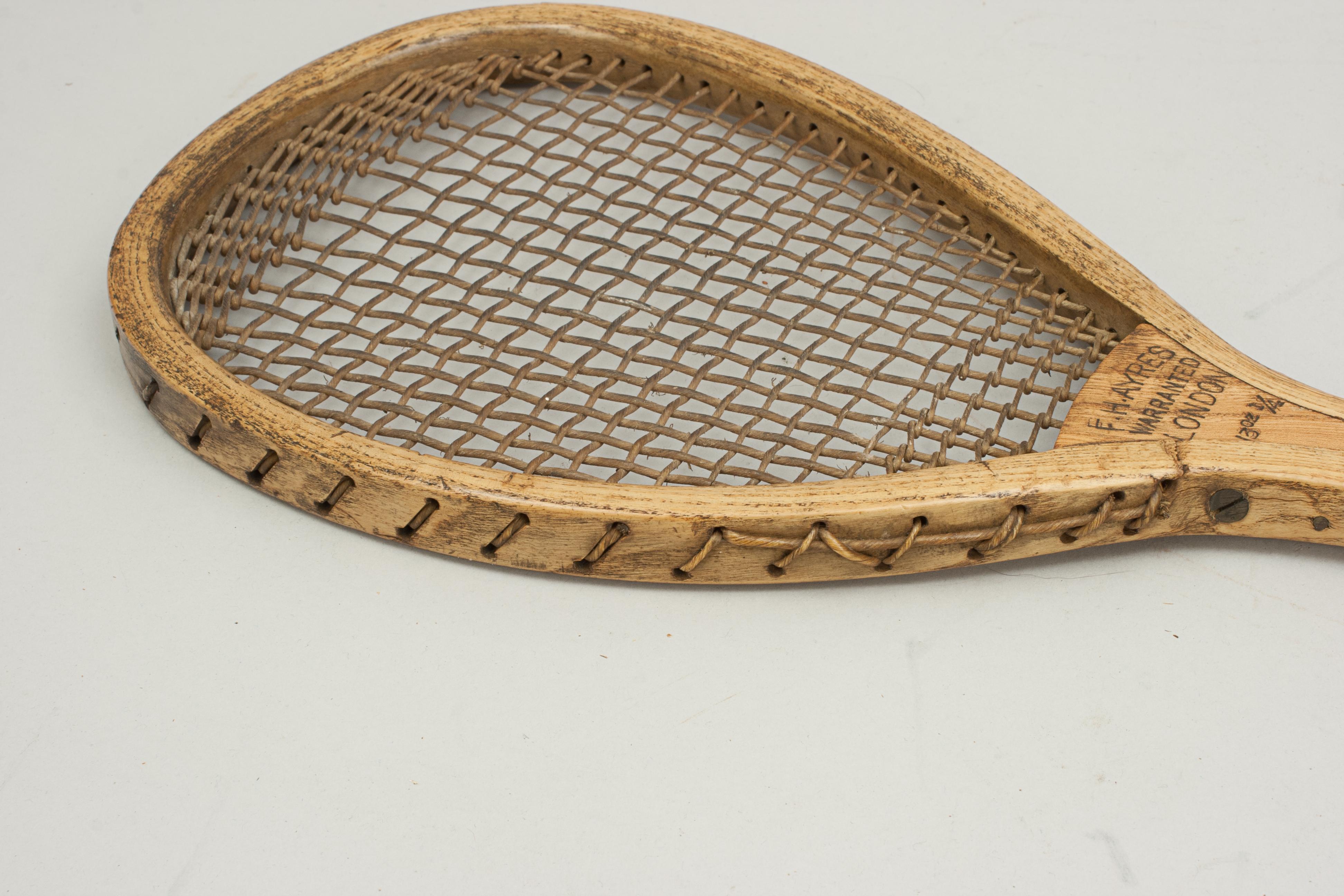 Late 19th Century Antique Lopsided Tennis Racket by F.H. Ayres For Sale