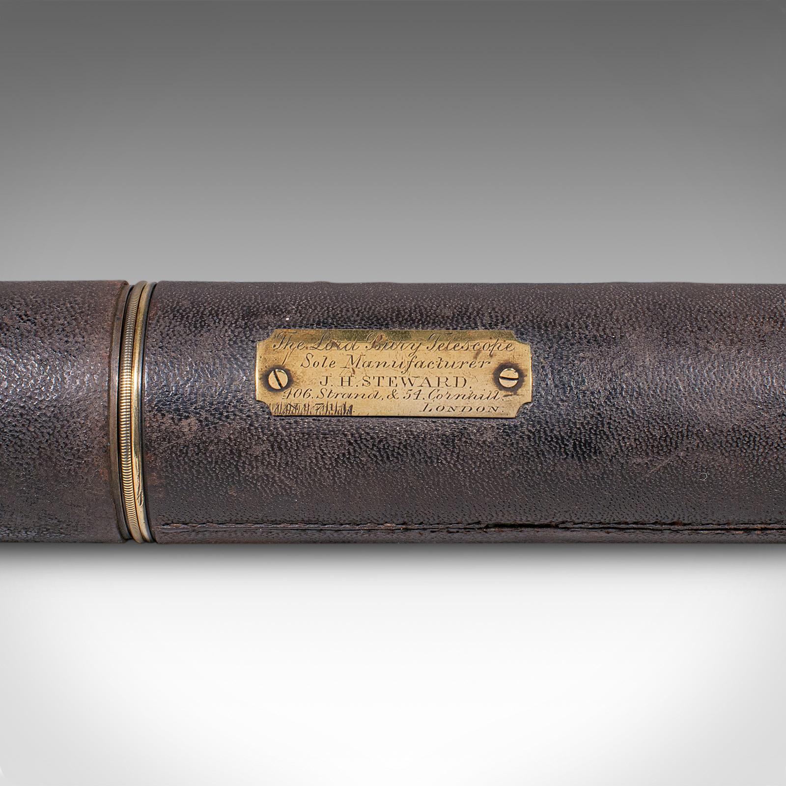 Antique Lord Bury 4 Draw Telescope, English, Terrestrial, JH Steward, Victorian en vente 1