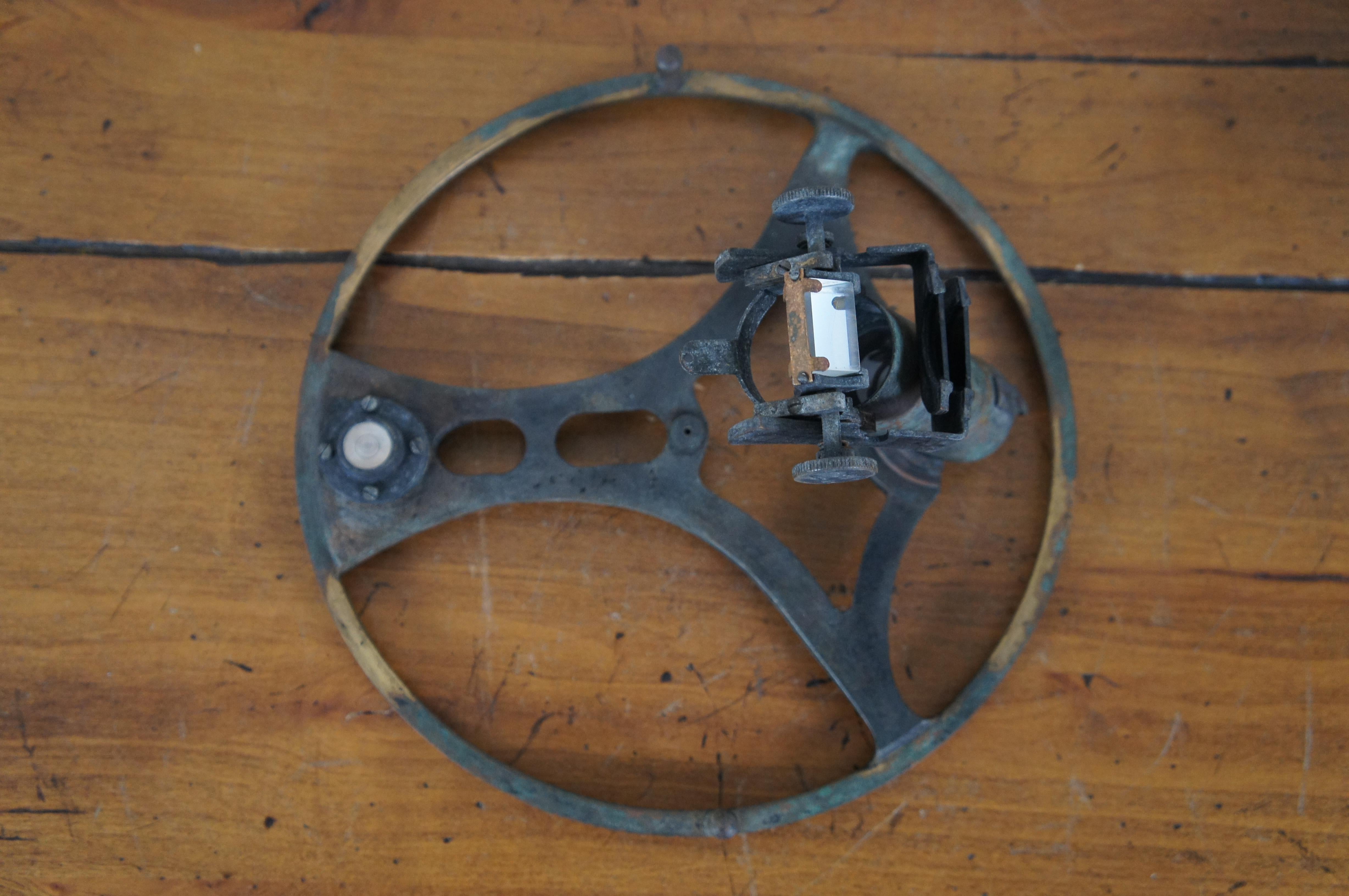 Metal Antique Lord Kelvins Azimuth Mirror Nautical Navigation Prism Circle & Case  For Sale
