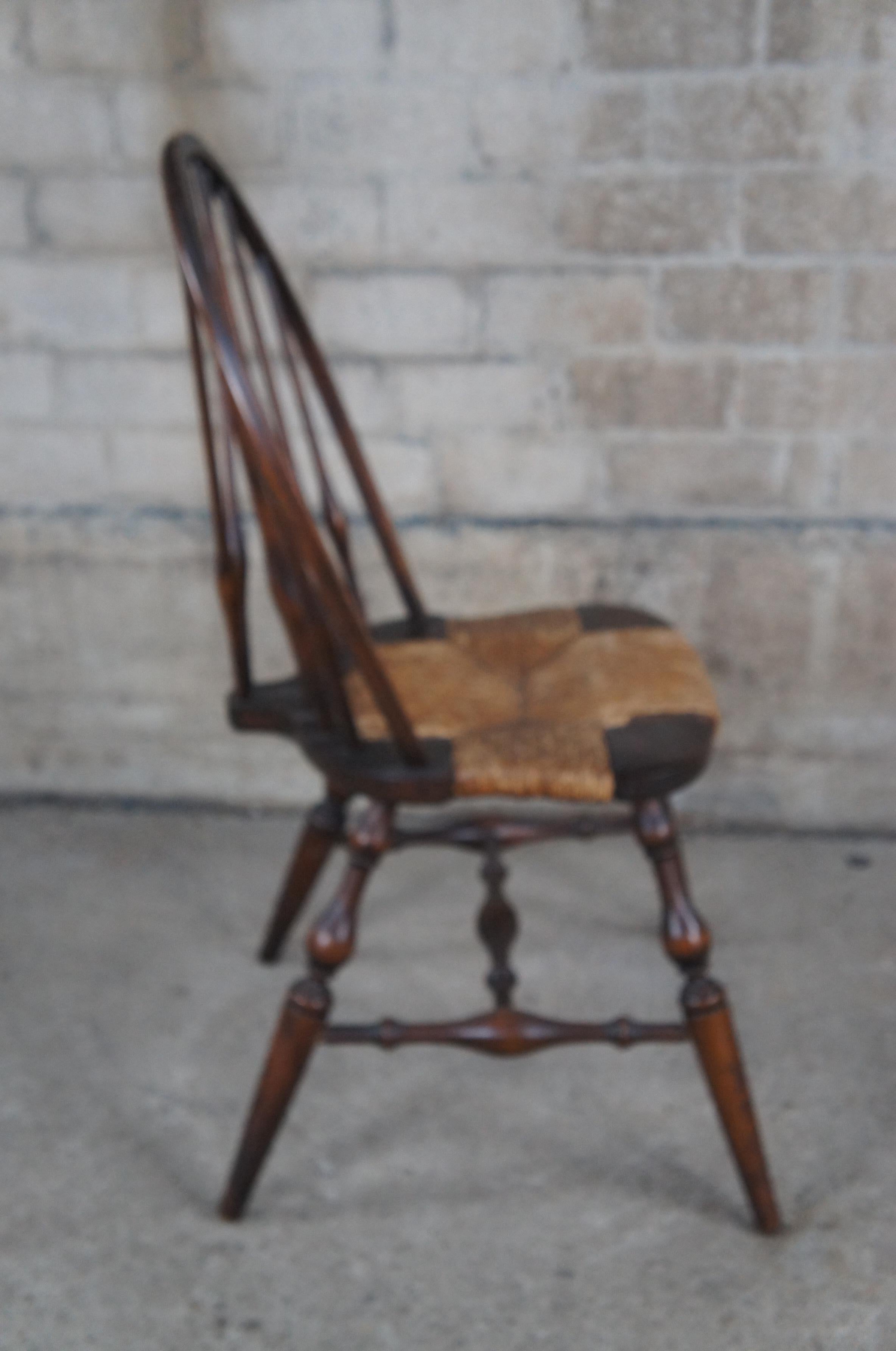 Antique Lord & Taylor Windsor Country Farmhouse Rush Bentwood Slat Back Chair 6