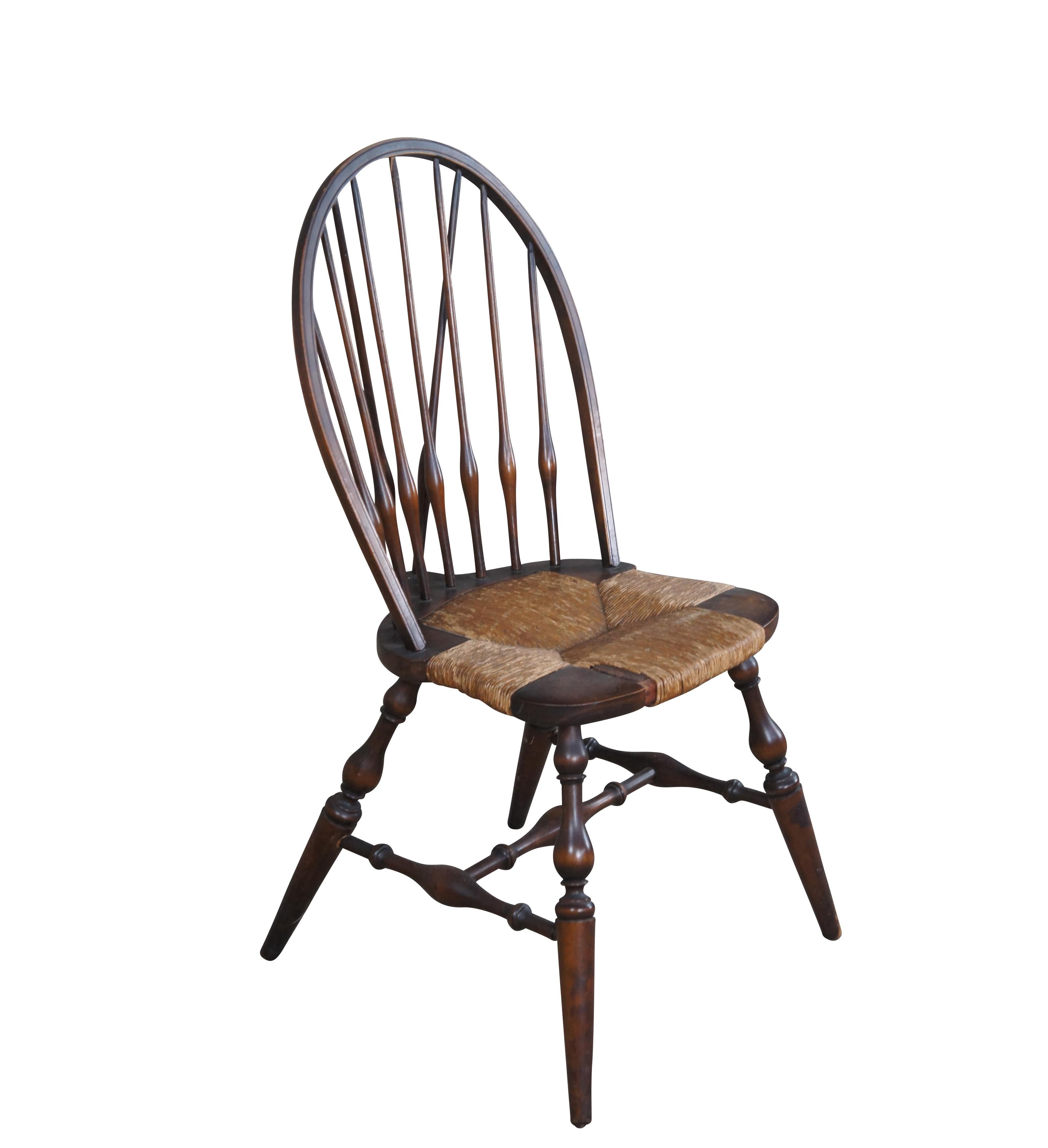 20th Century Antique Lord & Taylor Windsor Country Farmhouse Rush Bentwood Slat Back Chair