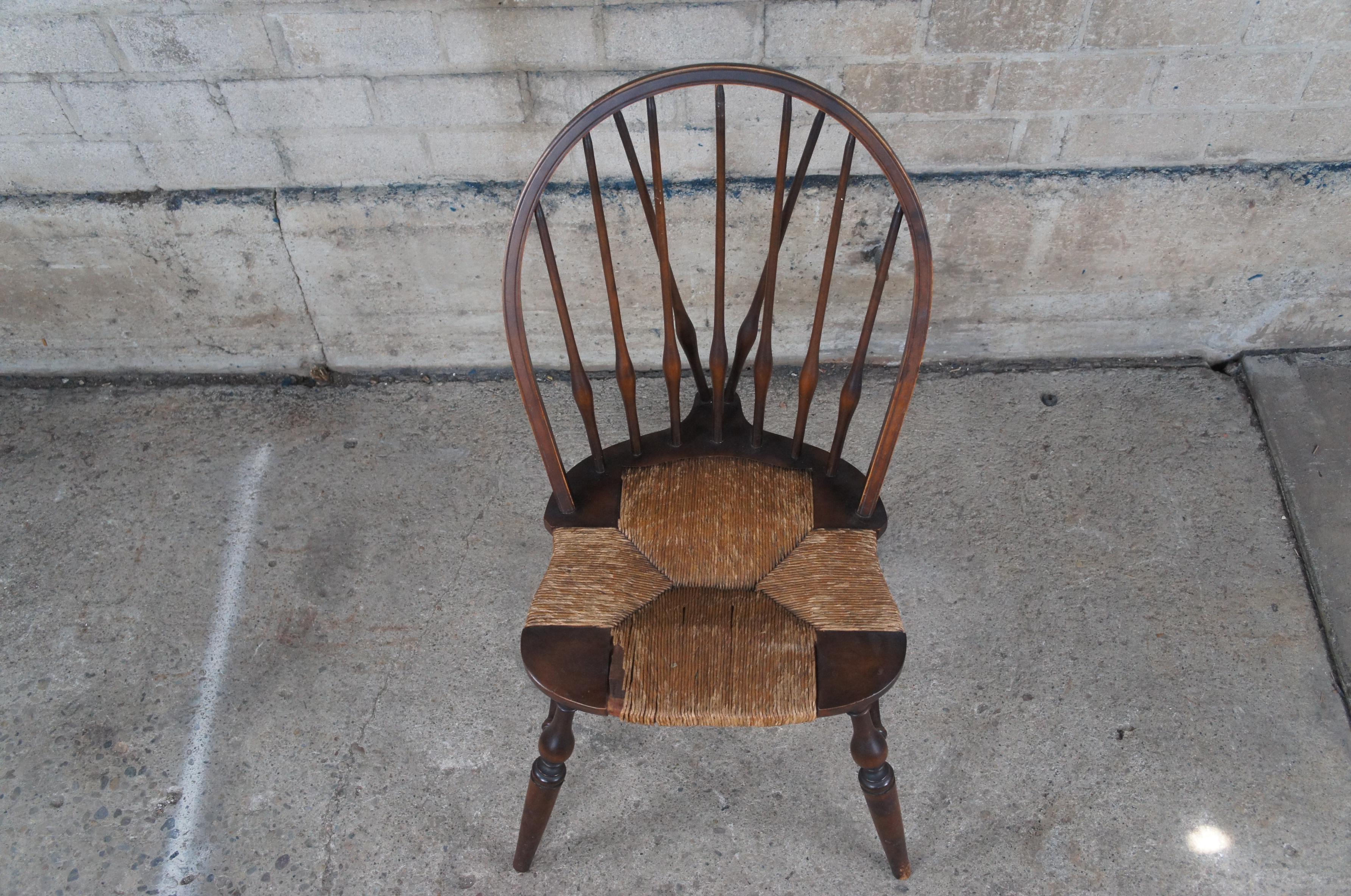 Antique Lord & Taylor Windsor Country Farmhouse Rush Bentwood Slat Back Chair 1