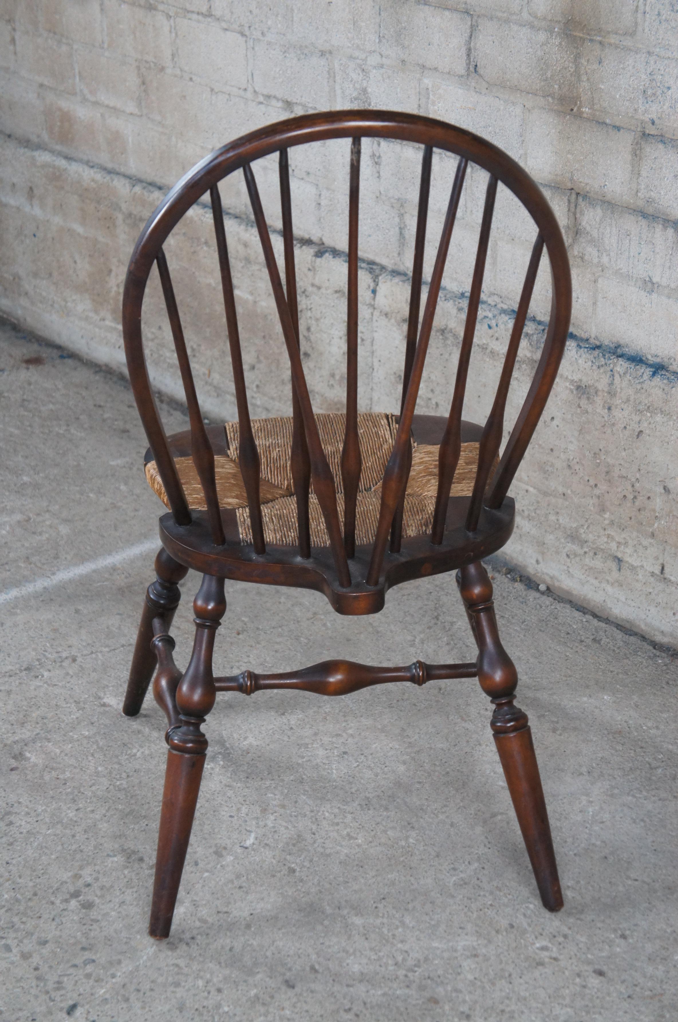 Antique Lord & Taylor Windsor Country Farmhouse Rush Bentwood Slat Back Chair 4