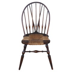 Antique A & Taylor Windsor Country Farmhouse Rush Bentwood Slat Back Chair (Chaise à dossier à lamelles en bois de jonc) 