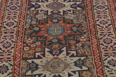 Antique Lori Geometric Red and Beige Wool Runner by Rug & Kilim