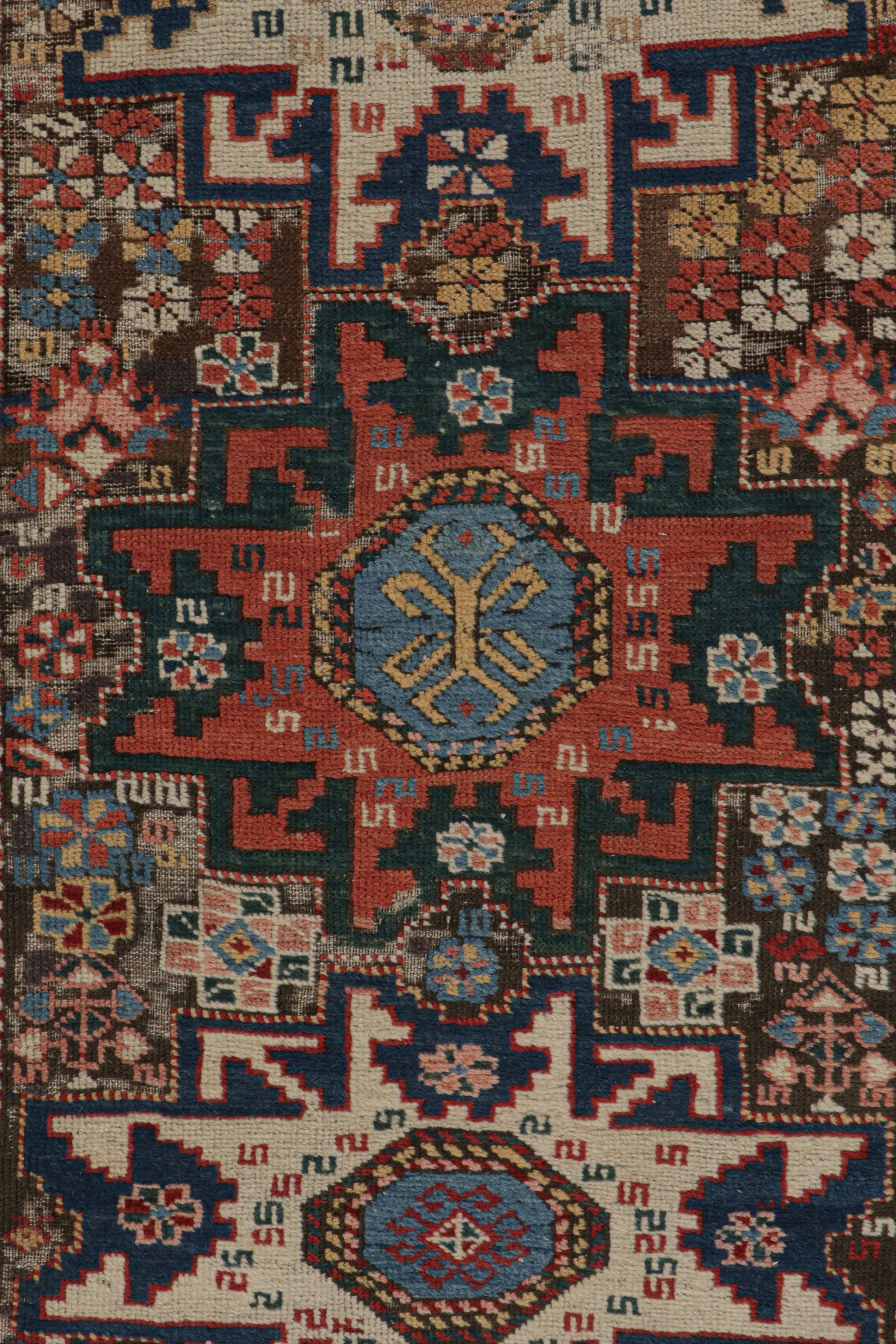 Antique Lori Geometric Red and Beige Wool Runner by Rug & Kilim In Good Condition For Sale In Long Island City, NY