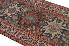 Antique Lori Geometric Red and Beige Wool Runner by Rug & Kilim