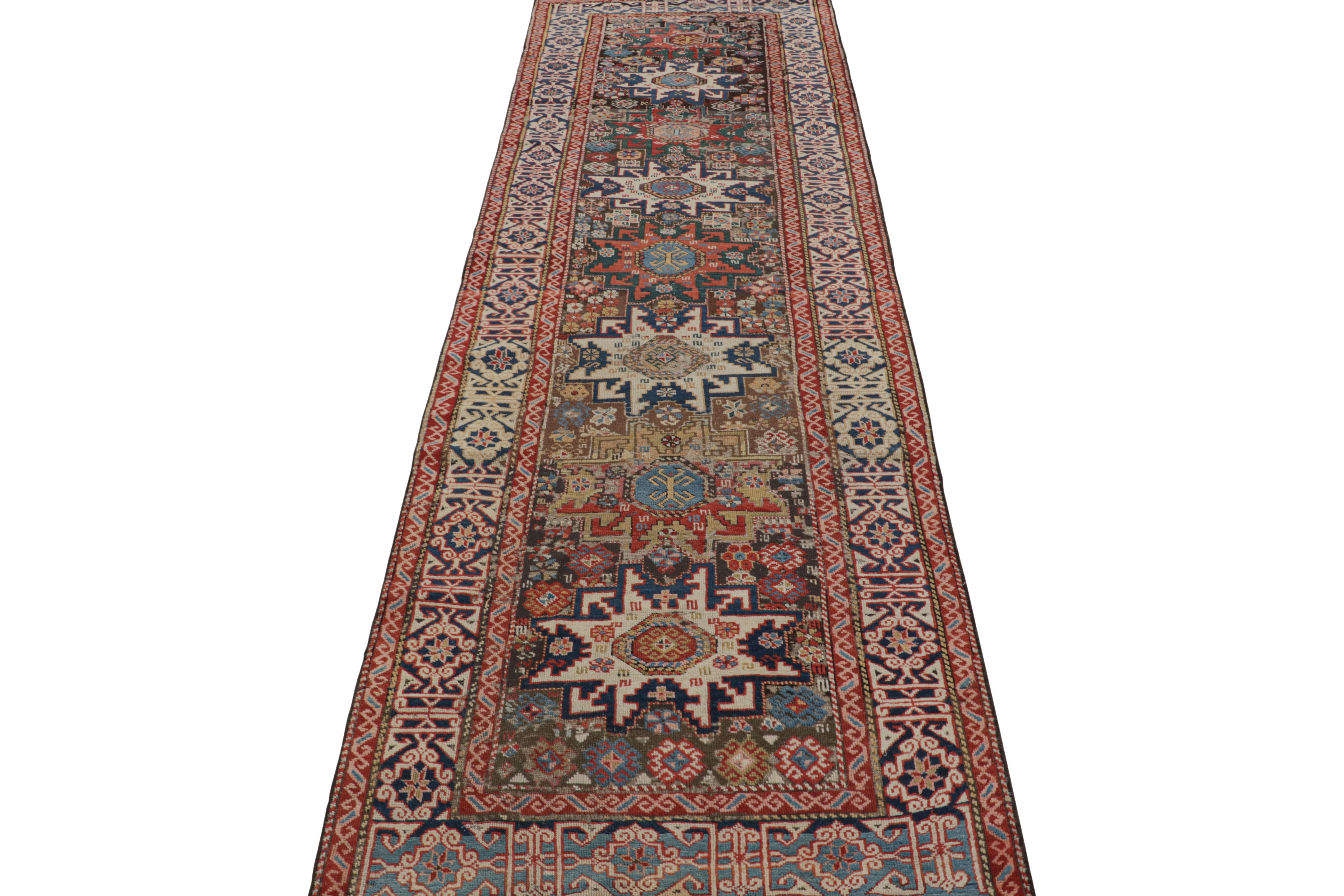 Hand-Knotted Antique Lori Geometric Red and Beige Wool Runner by Rug & Kilim For Sale