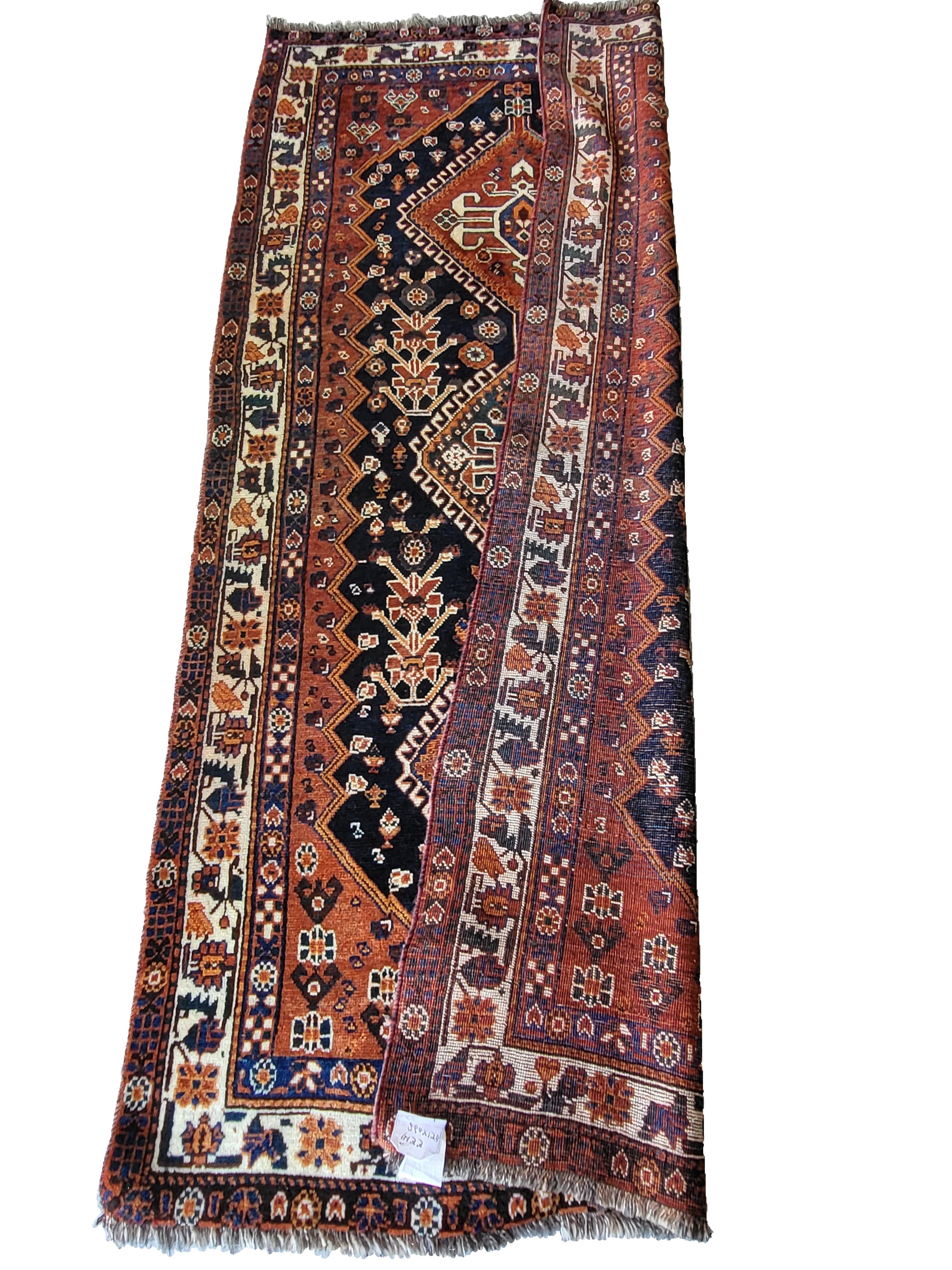 Antiker Lori - Nomadic Persischer Teppich - Rost / Orange & Schwarz  (Stammeskunst) im Angebot