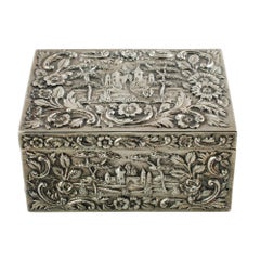 Antique Loring Andrews Repoussé Sterling Silver Castle Pattern Table Box