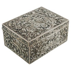 Antique Loring Andrews Repoussé Sterling Silver Castle Pattern Table Box