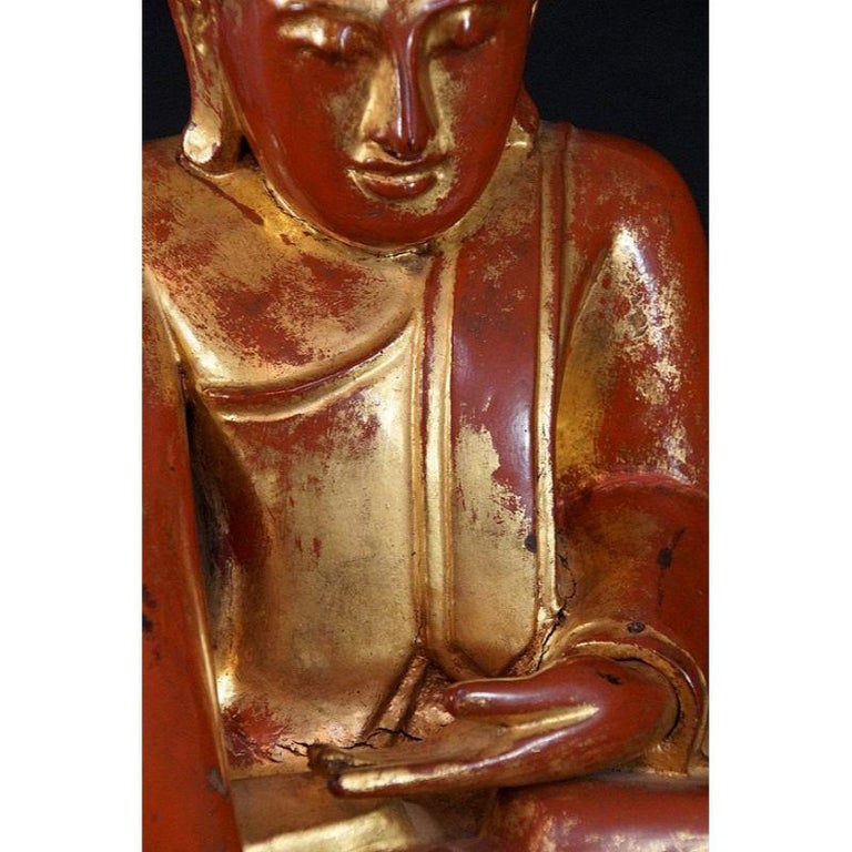 Antique Lotus Buddha Statue from Burma For Sale at 1stDibs