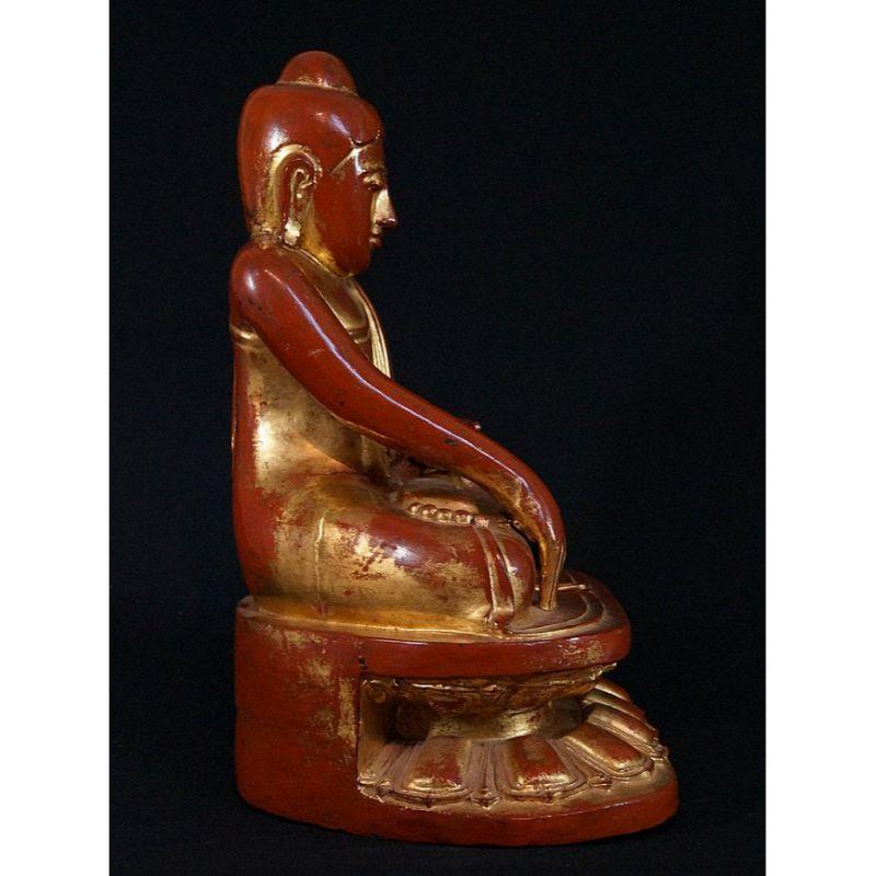 19th Century Antique Lotus Buddha Statue from Burma For Sale