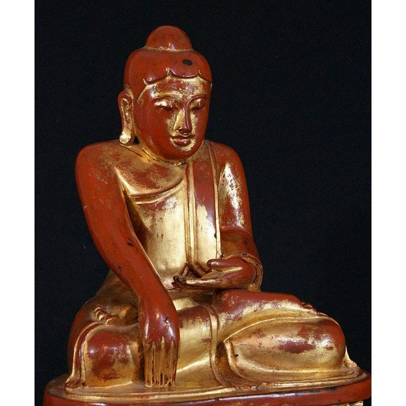 Antique Lotus Buddha Statue from Burma For Sale 1