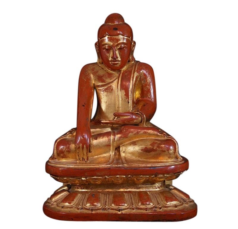 Antique Lotus Buddha Statue from Burma For Sale