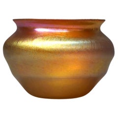 Antike Louis Comfort Tiffany Favrile-Kunstglasschale, signiert LCT, um 1920