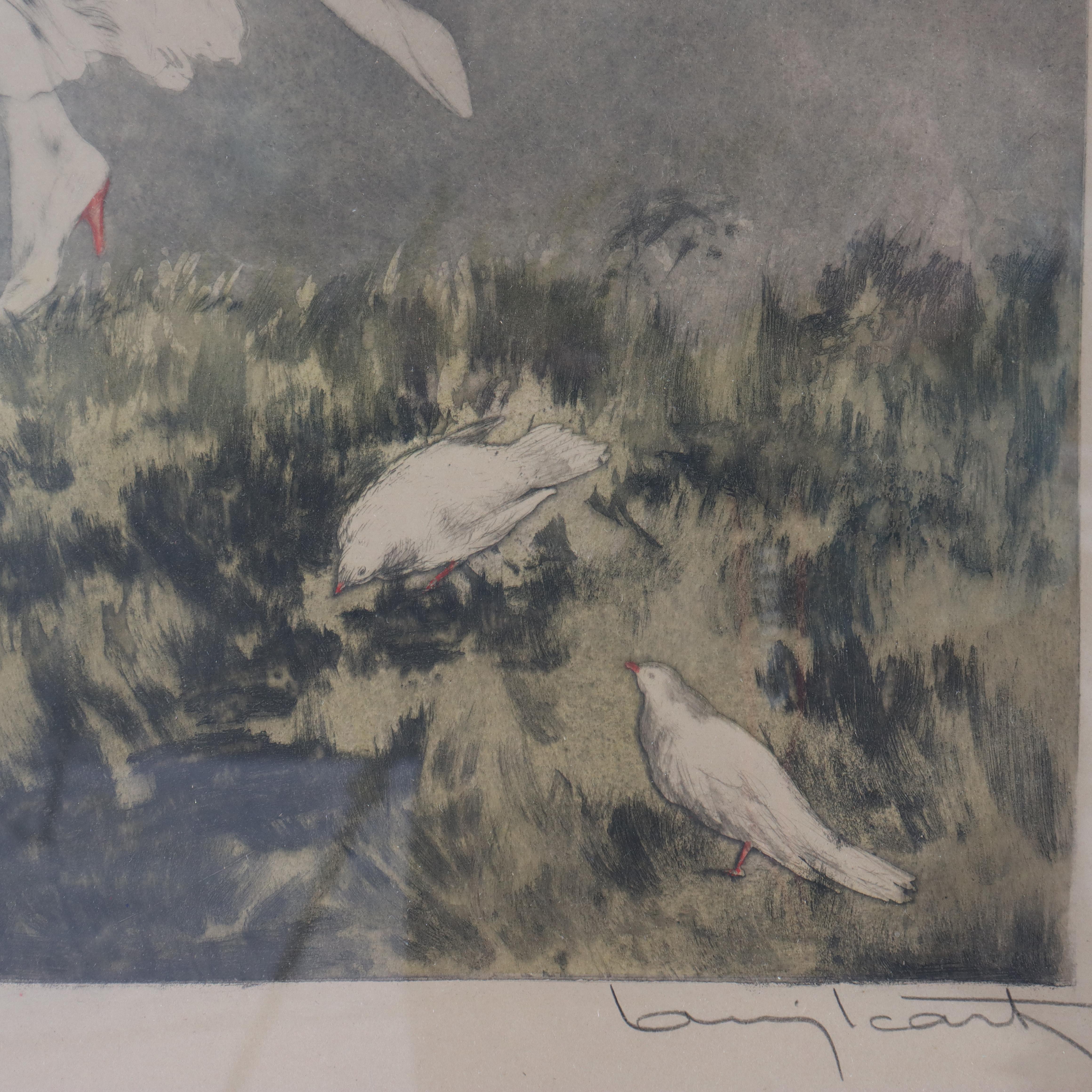 Antique Louis Icart Colored Etching “Rainbow” Signed C1920 In Good Condition For Sale In Big Flats, NY