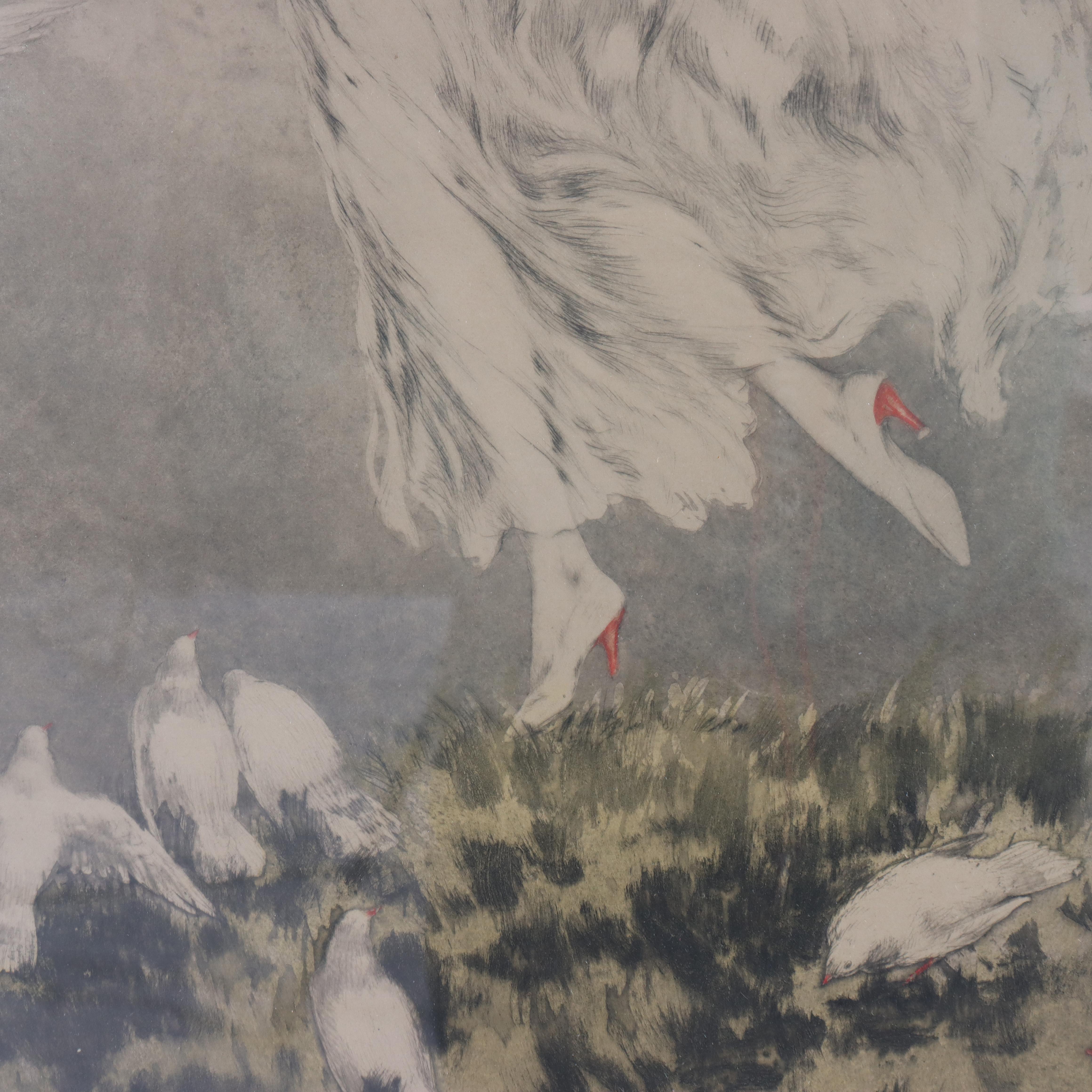 20th Century Antique Louis Icart Colored Etching “Rainbow” Signed C1920 For Sale