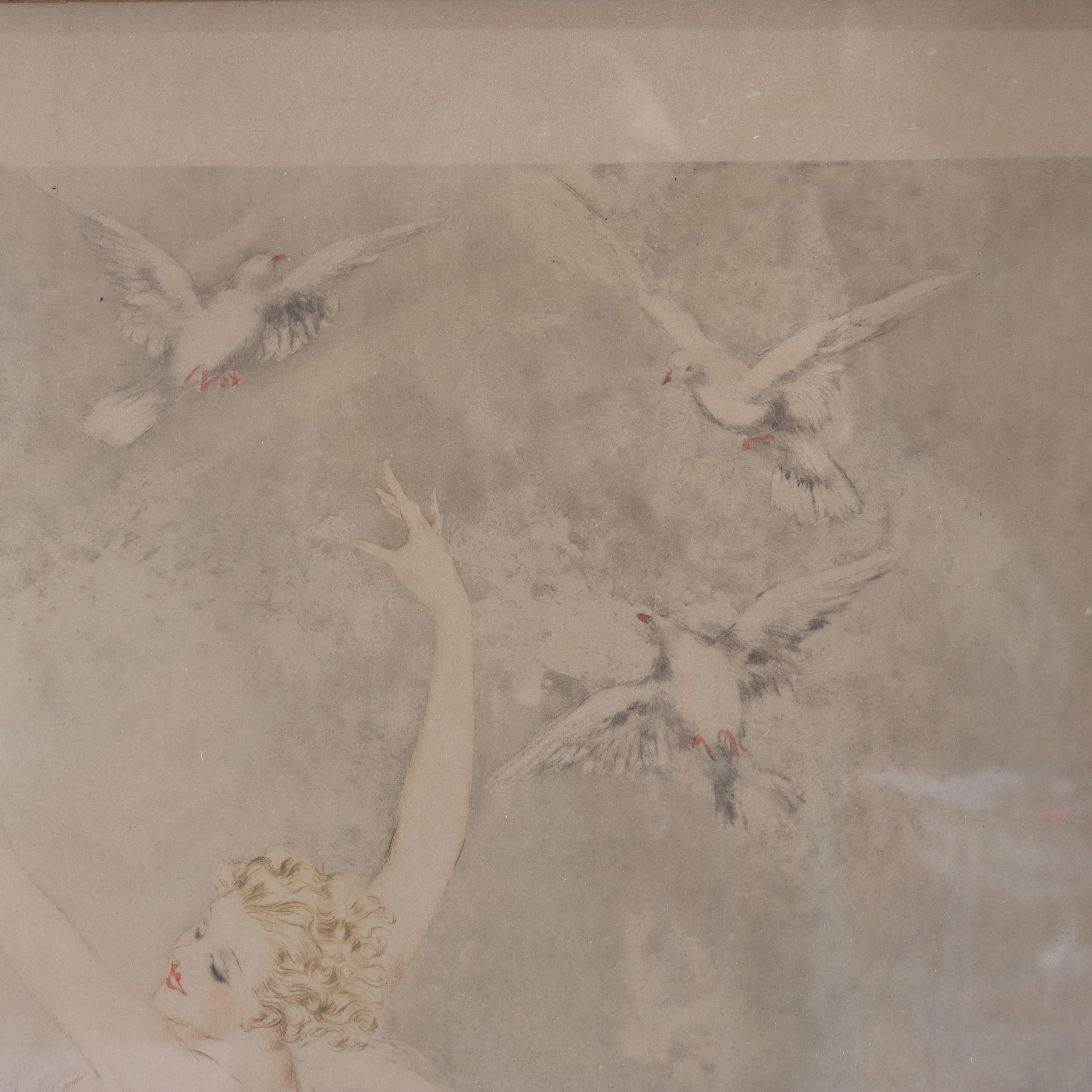 Antique Louis Icart Colored Etching “Rainbow” Signed C1920 For Sale 1