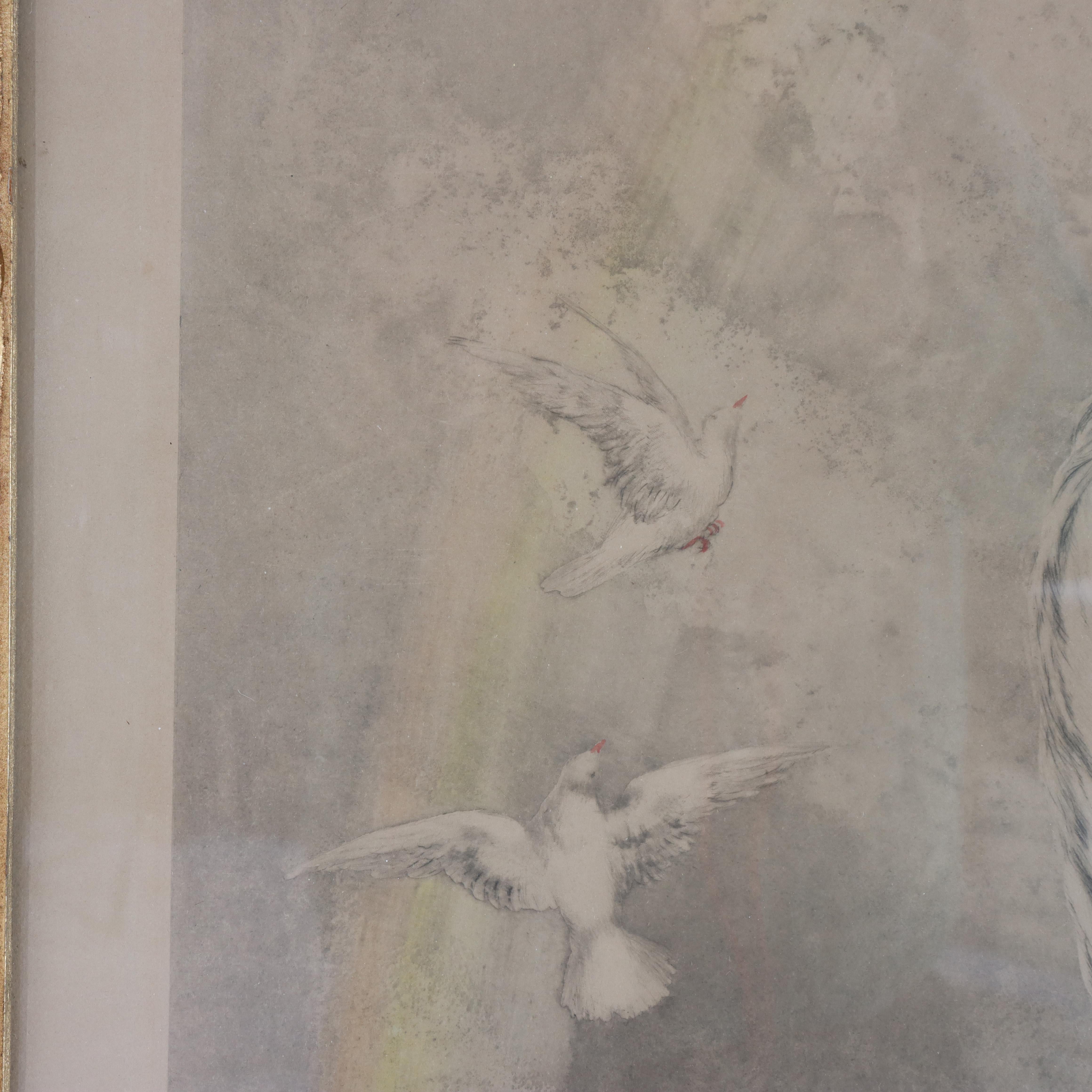 Antique Louis Icart Colored Etching “Rainbow” Signed C1920 For Sale 2