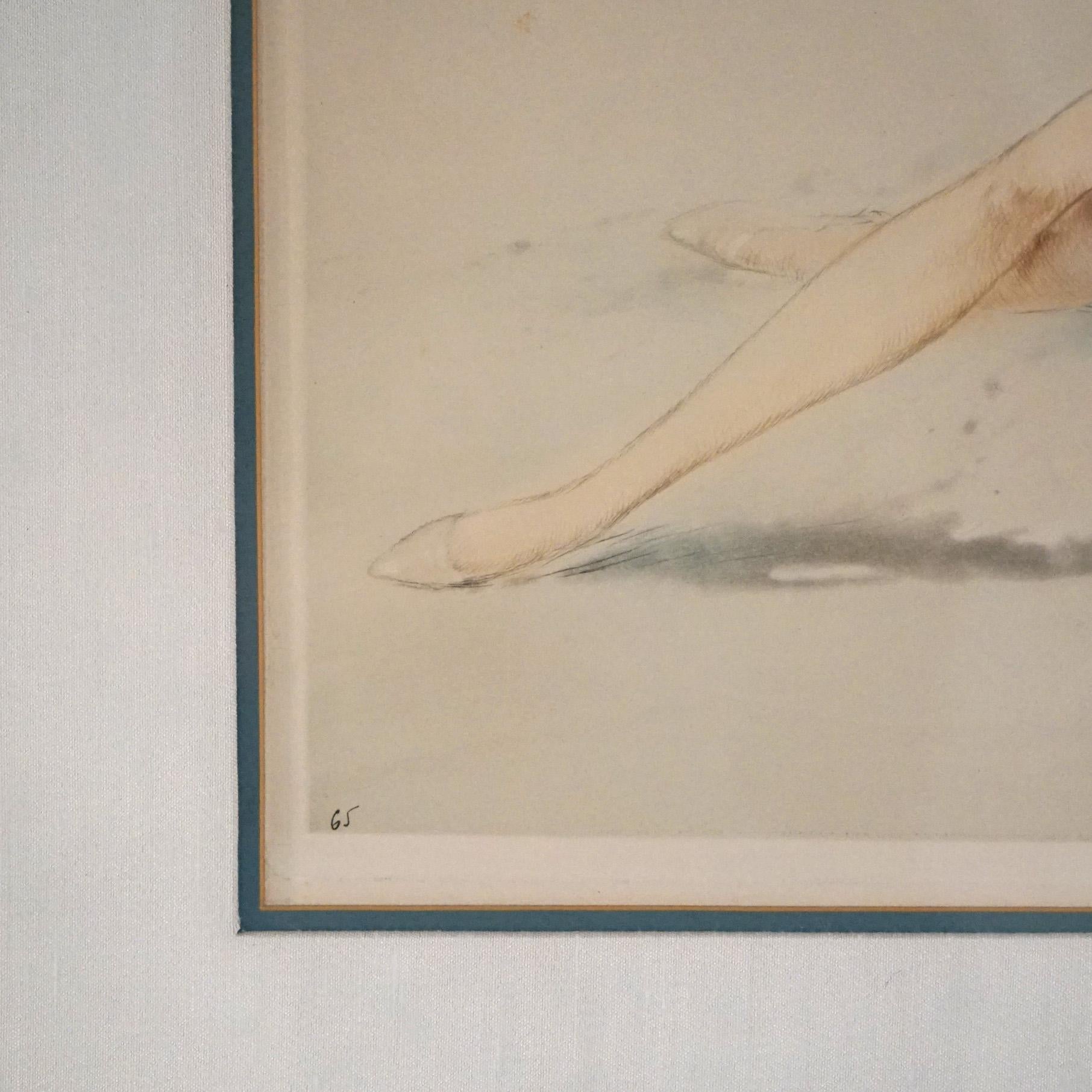 Antique Louis Icart Etching Of Reclining Nude Woman Signed C1920 For Sale 4