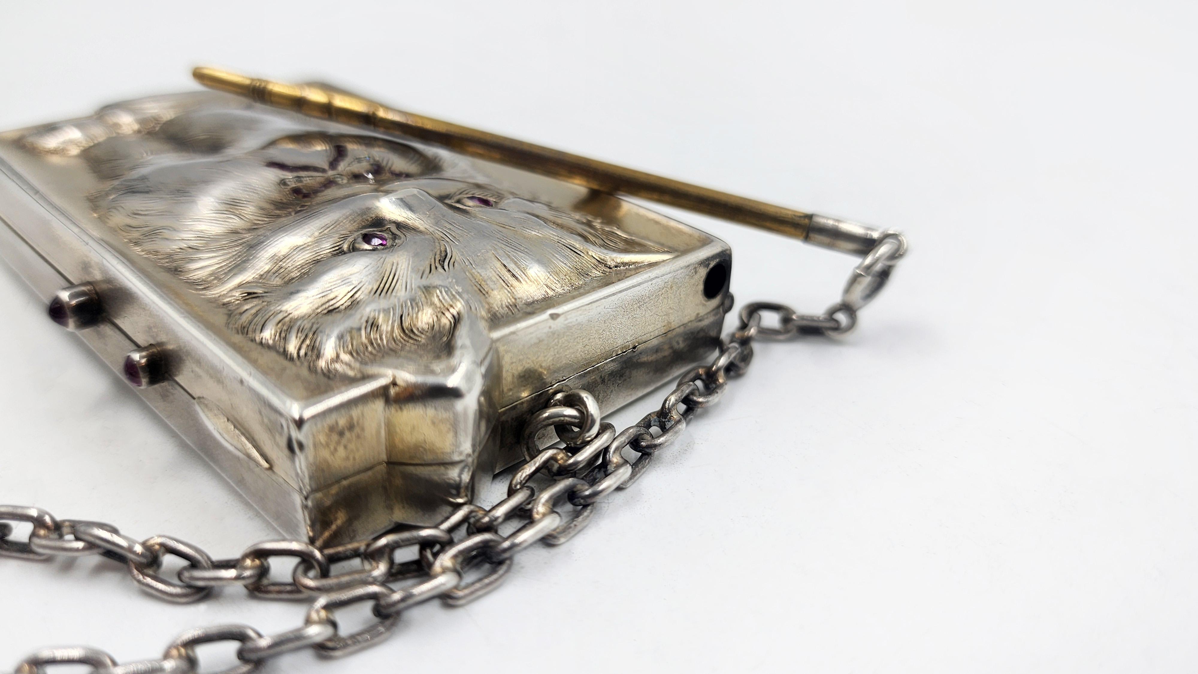 Compacto de tocador de plata antiguo Louis Kuppenheim con rubíes en venta 2