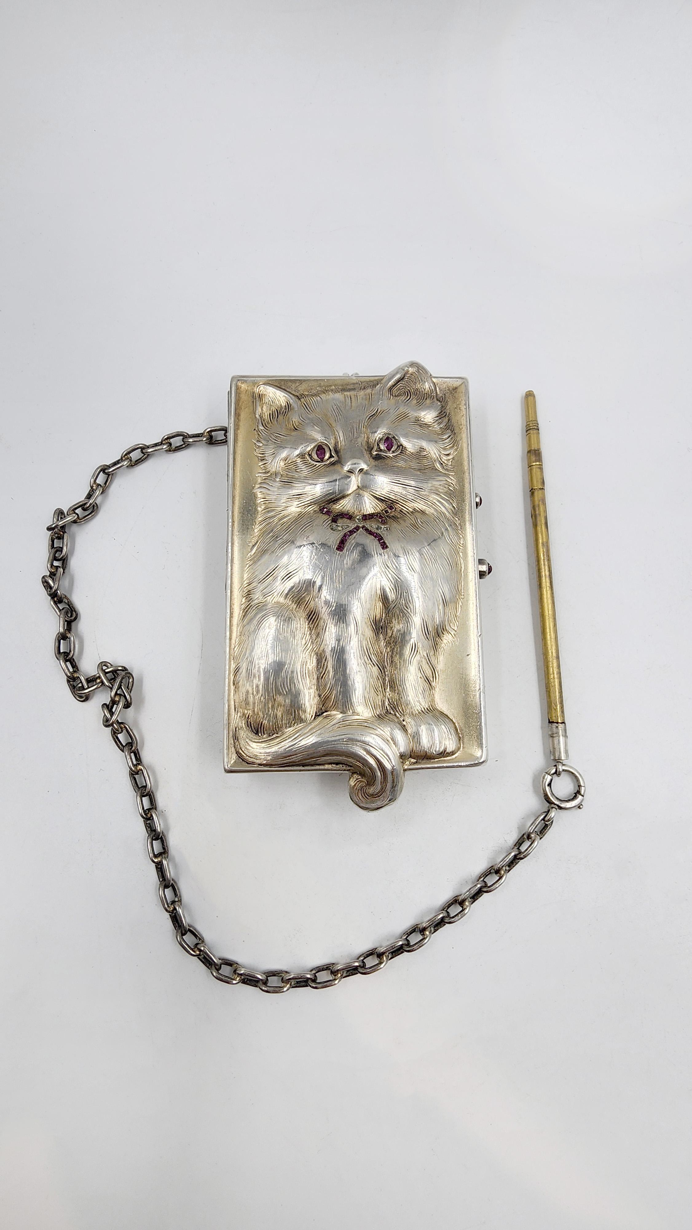 Compacto de tocador de plata antiguo Louis Kuppenheim con rubíes en venta 3