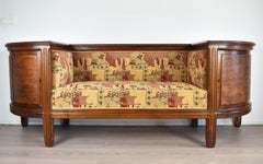 FINAL SALE Antique Louis Majorelle 1920s Art Deco Cosy Sofa with Side Cabinets