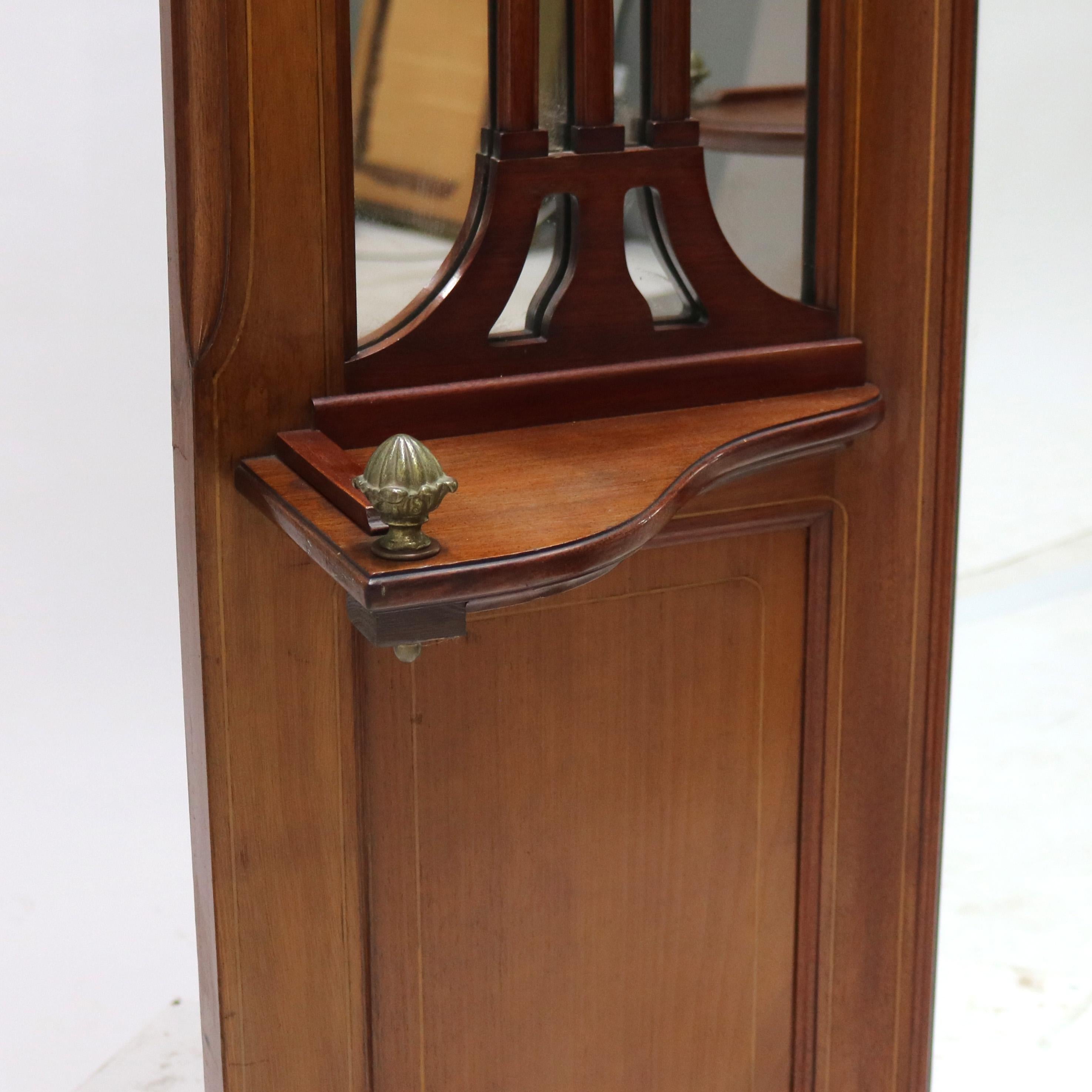 Antiguo espejo tocador Louis Majorelle Art Nouveau de caoba y marquetería floral Marquetería