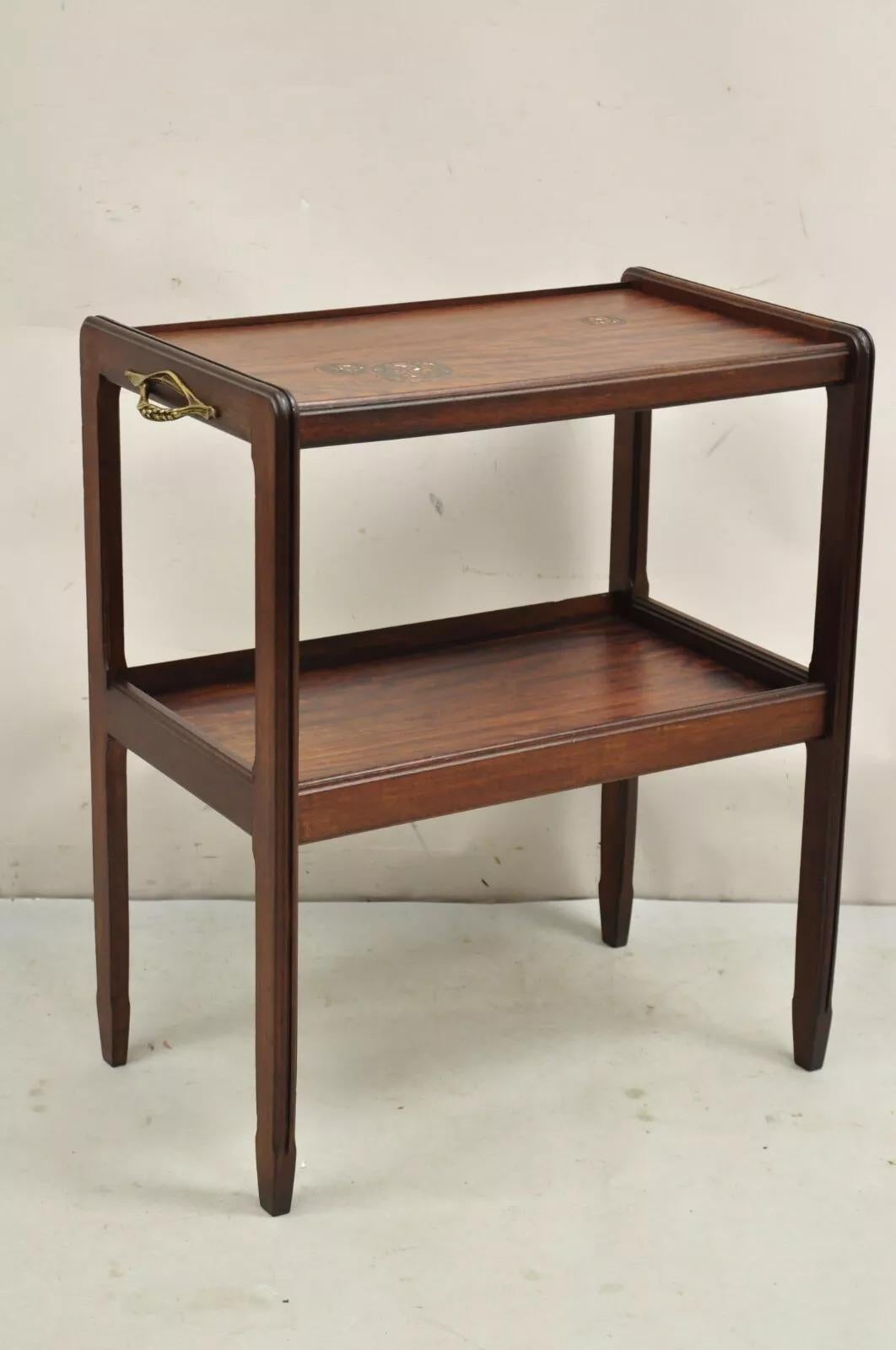 Unknown Antique Louis Majorelle French Art Nouveau Inlaid Mahogany 2 Tier Side Table For Sale