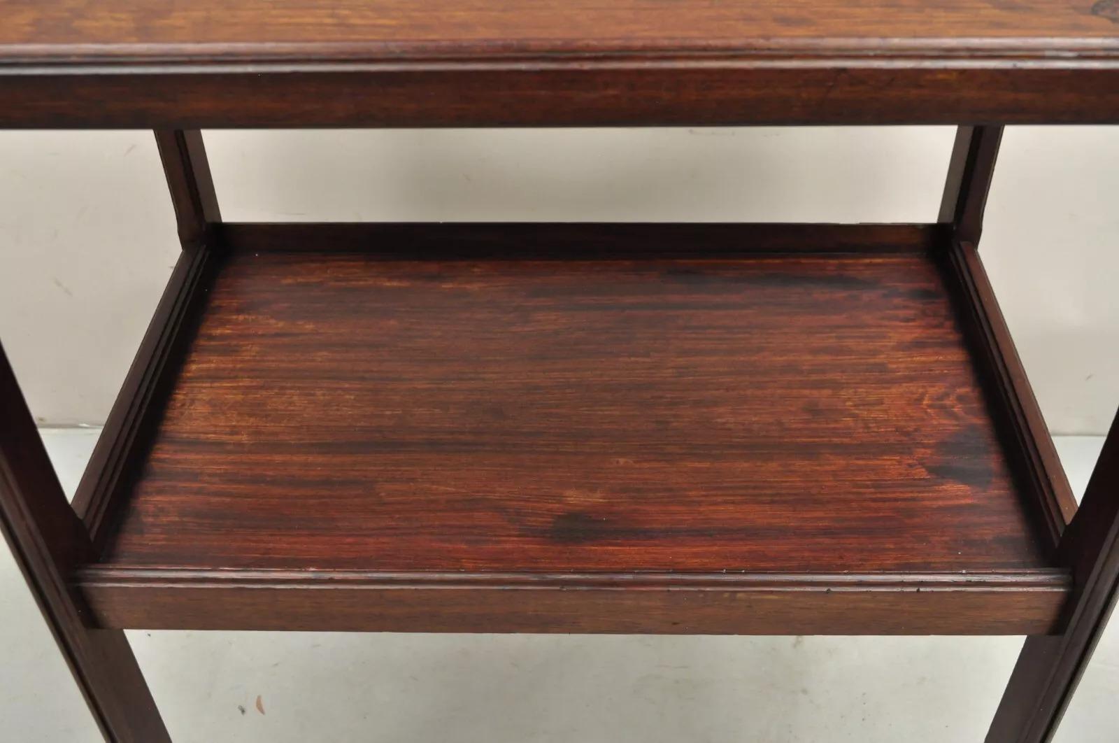 Antique Louis Majorelle French Art Nouveau Inlaid Mahogany 2 Tier Side Table For Sale 3