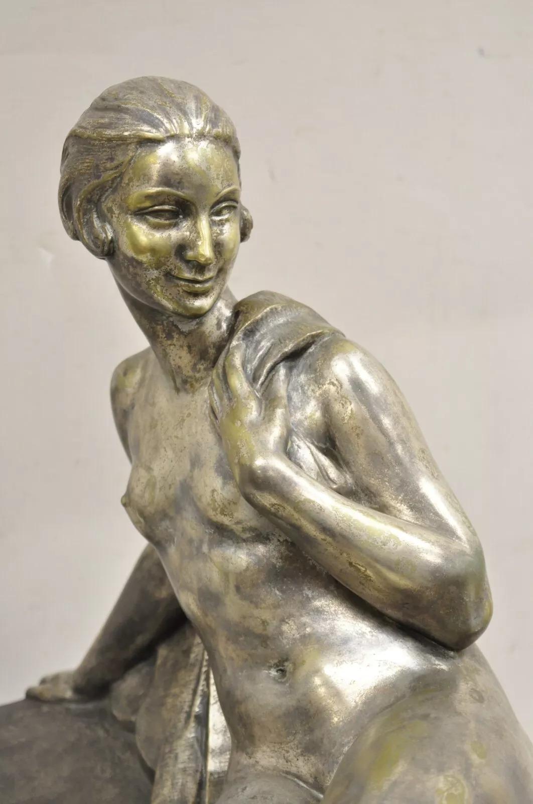 Unknown Antique Louis Marcel Botinelly French Art Deco Bronze Sculpture Nude & Infants For Sale