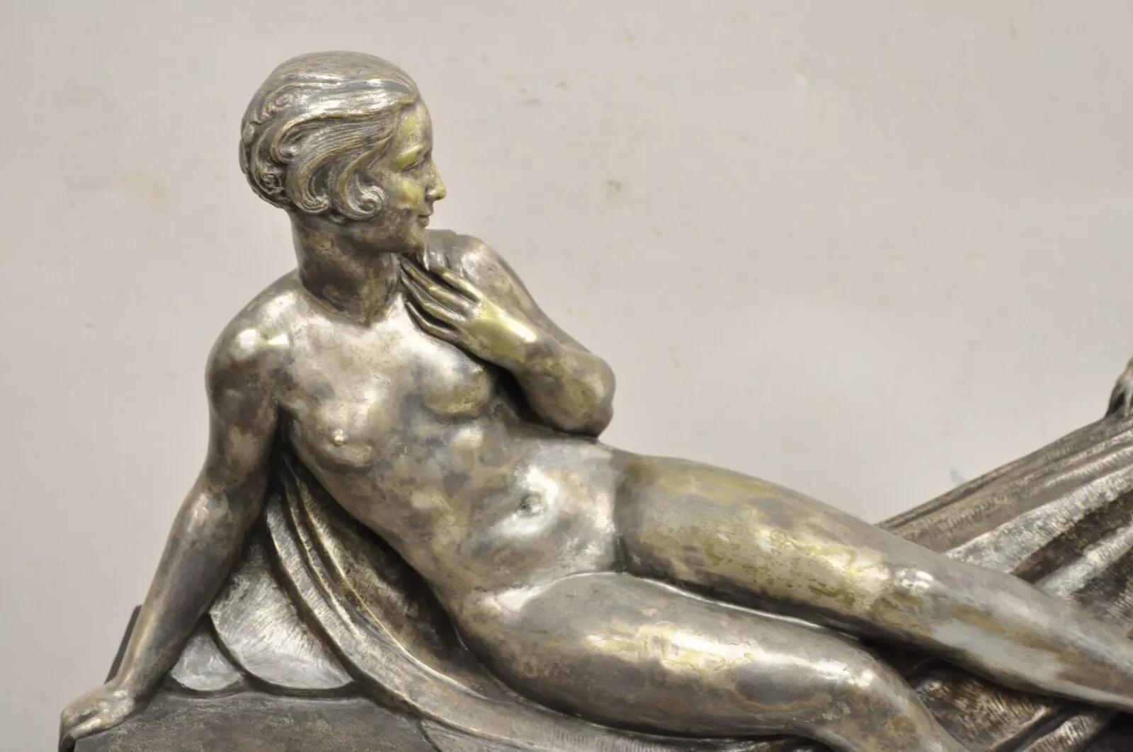 Antique Louis Marcel Botinelly French Art Deco Bronze Sculpture Nude & Infants In Good Condition For Sale In Philadelphia, PA