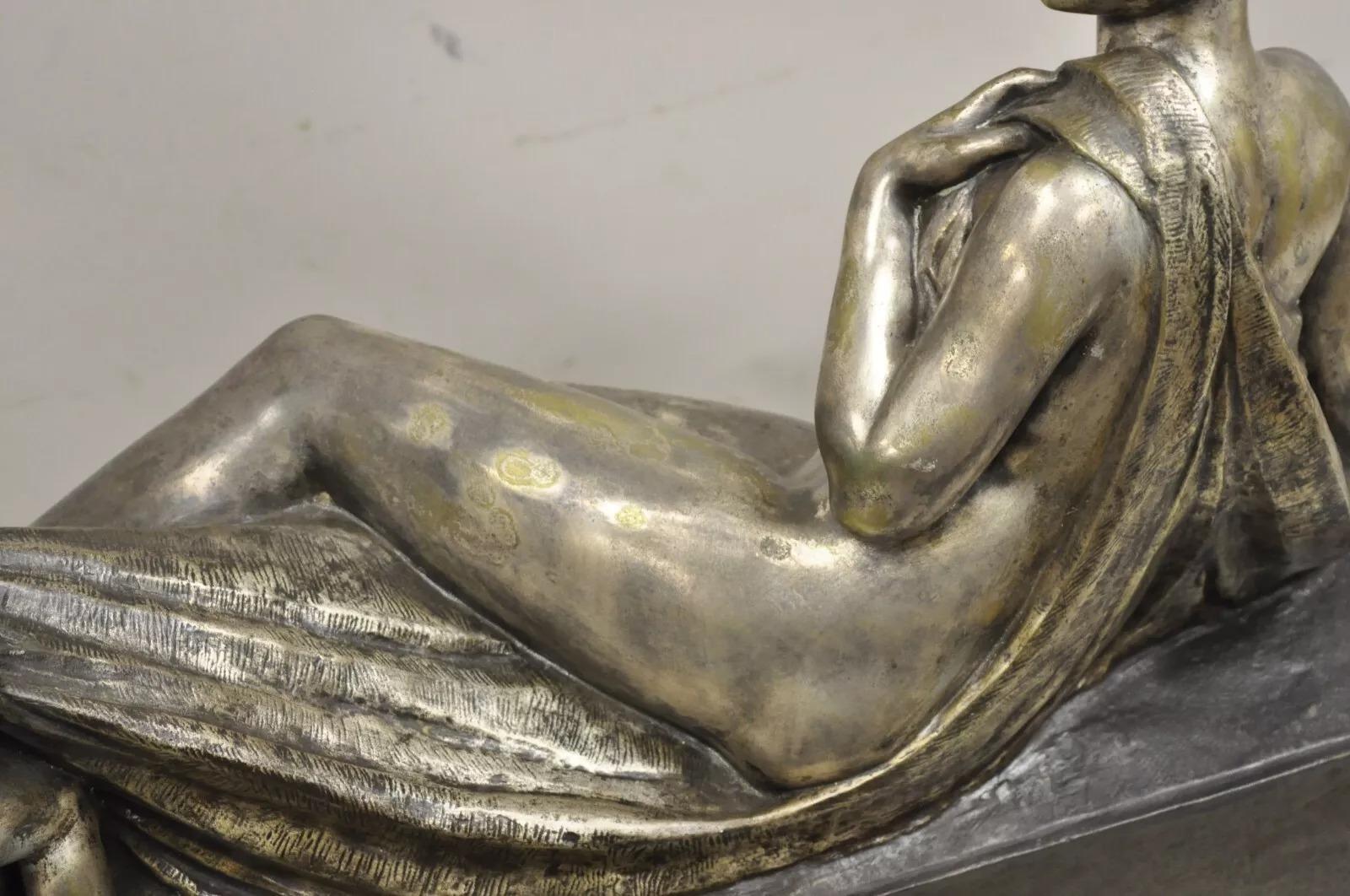 Antique Louis Marcel Botinelly French Art Deco Bronze Sculpture Nude & Infants For Sale 4