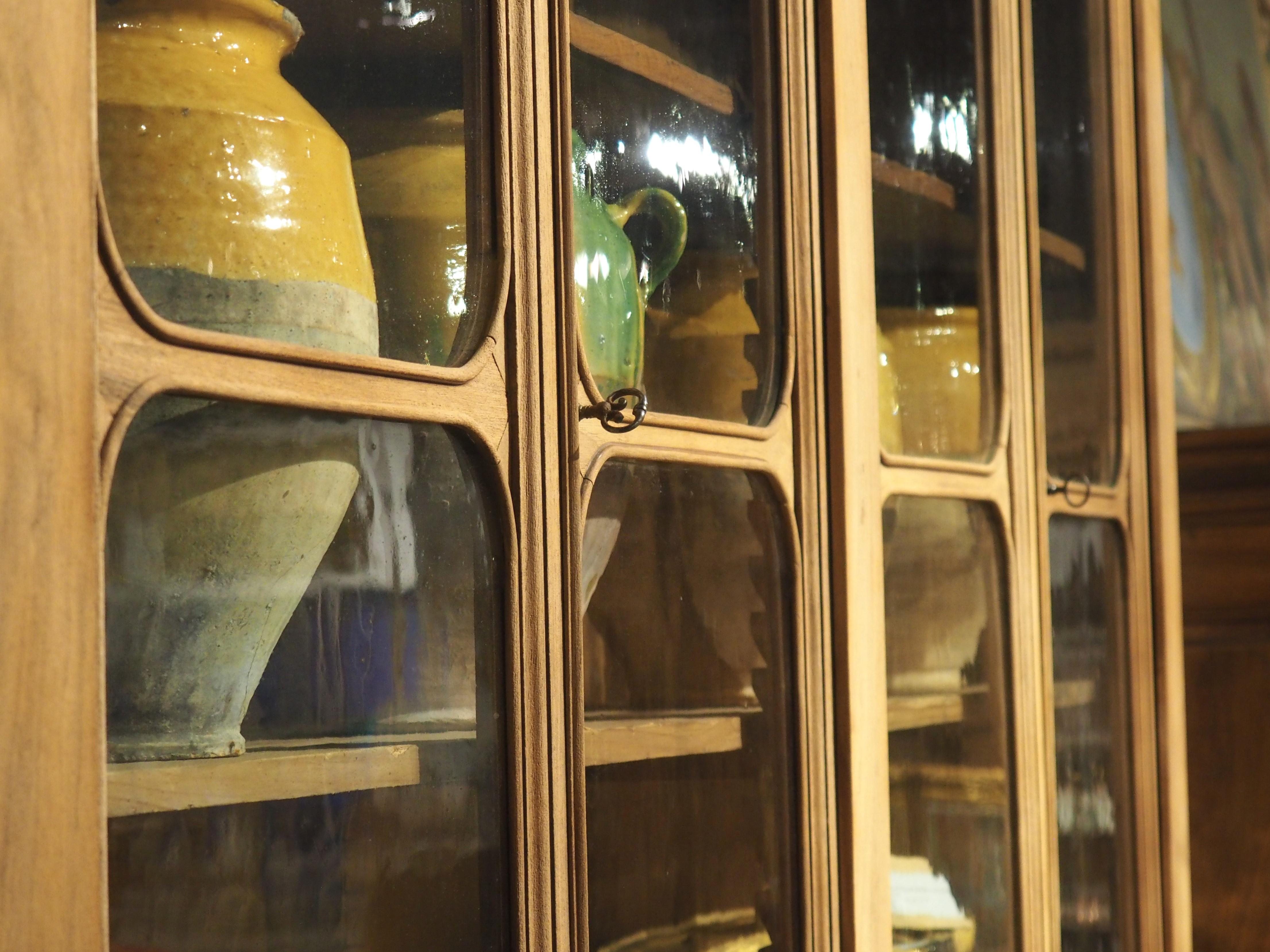 Antique Louis Philippe Bibliothèque in Stripped Walnut, Original Glass, C. 1850 10
