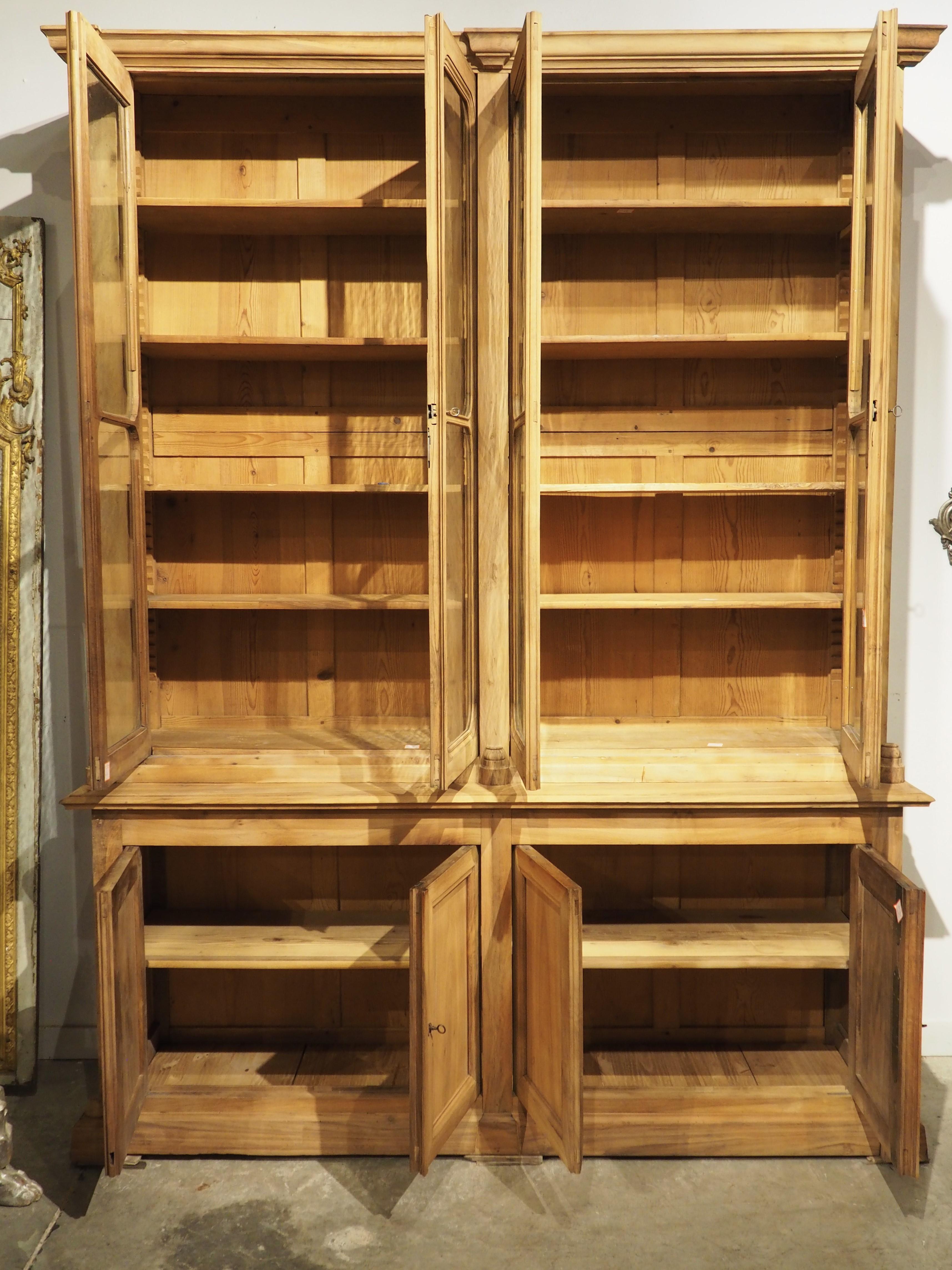 Antique Louis Philippe Bibliothèque in Stripped Walnut, Original Glass, C. 1850 For Sale 12