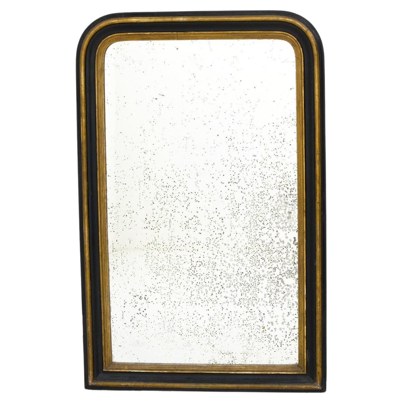 Antique Louis Philippe Black Gilded Mirror