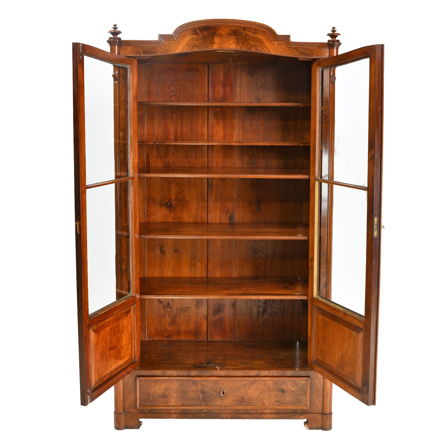 Antique Louis Philippe Bookcase / Vitrine in West Indies Mahogany, German 4